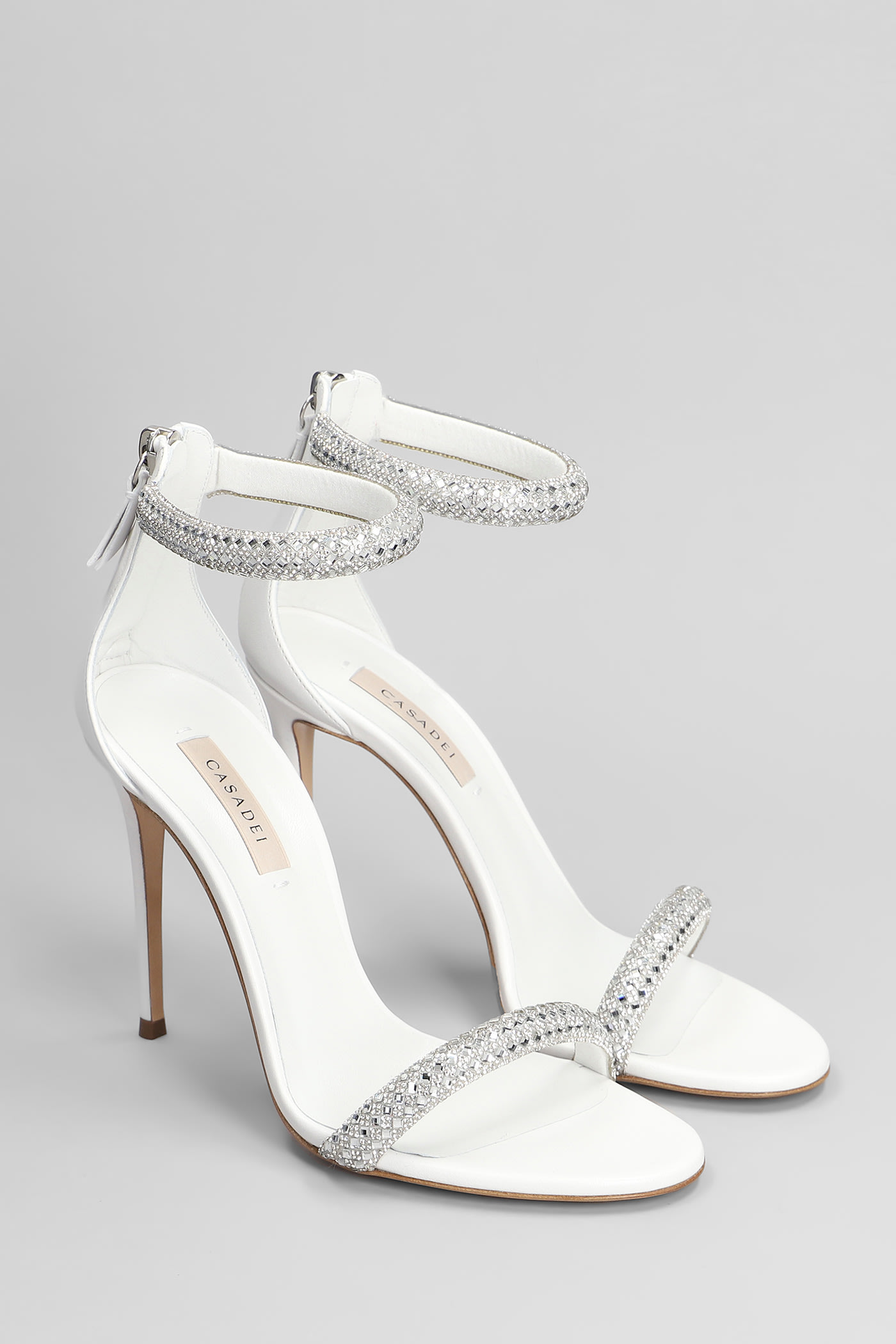 Casadei Julia Stratosphere Sandals In White Leather In White