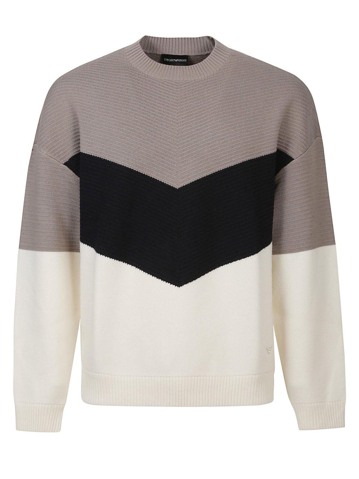 Colour-block Crewneck Knitted Jumper