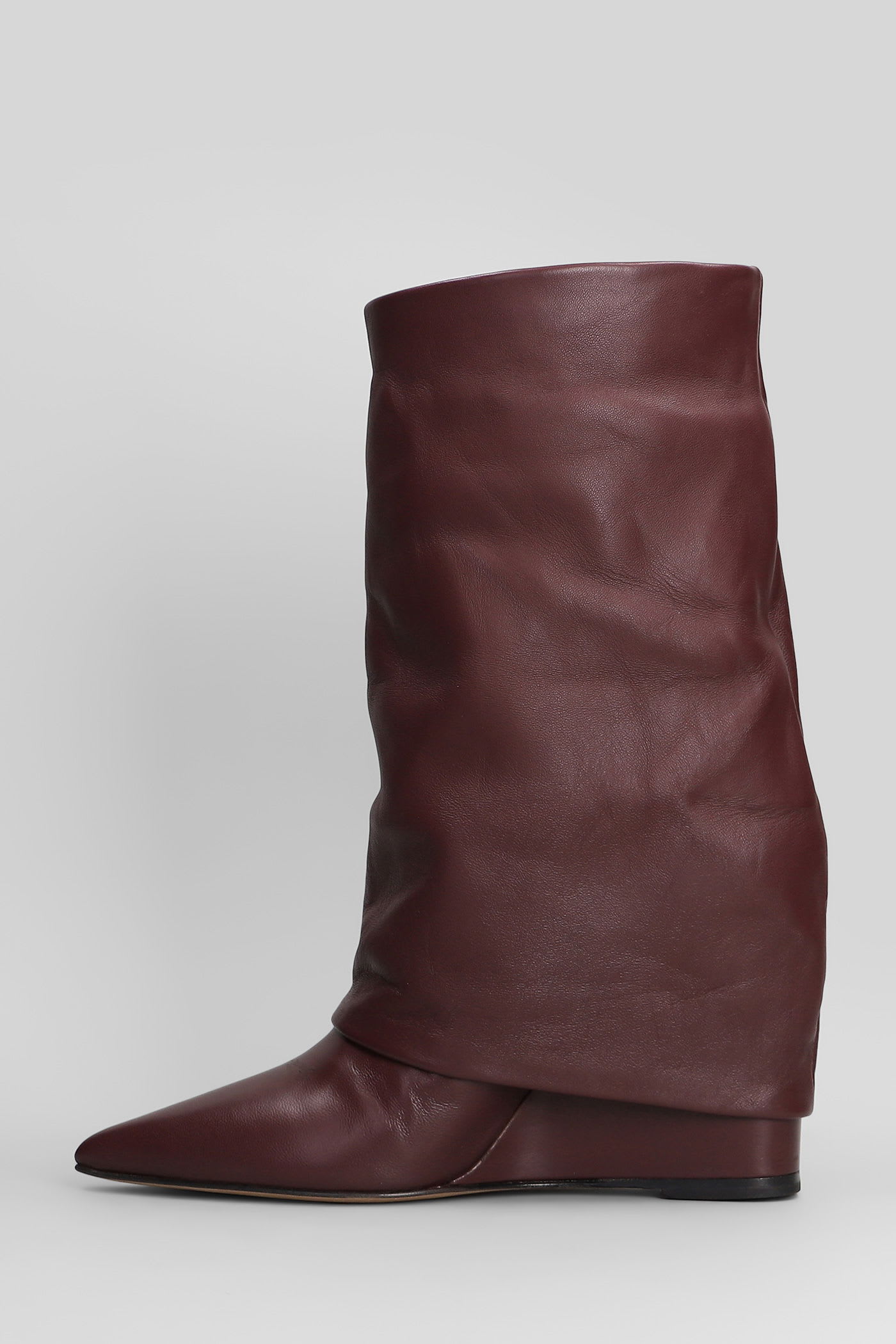 The Seller High Heels Ankle Boots In Bordeaux Leather In Burgundy