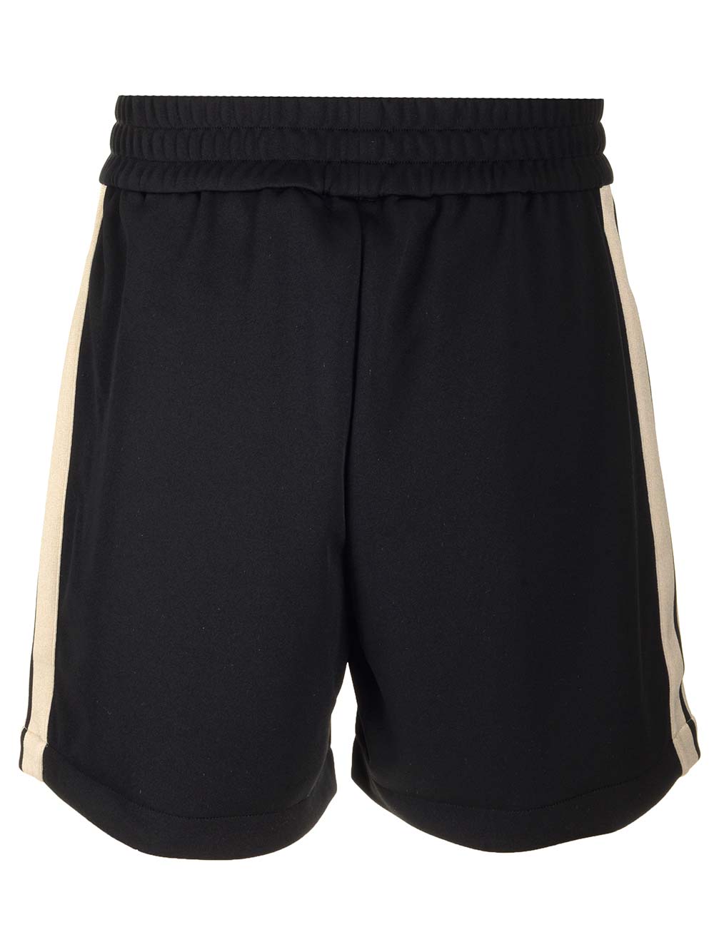 Shop Palm Angels Shorts With Logo And Side Bands In Black/off-white