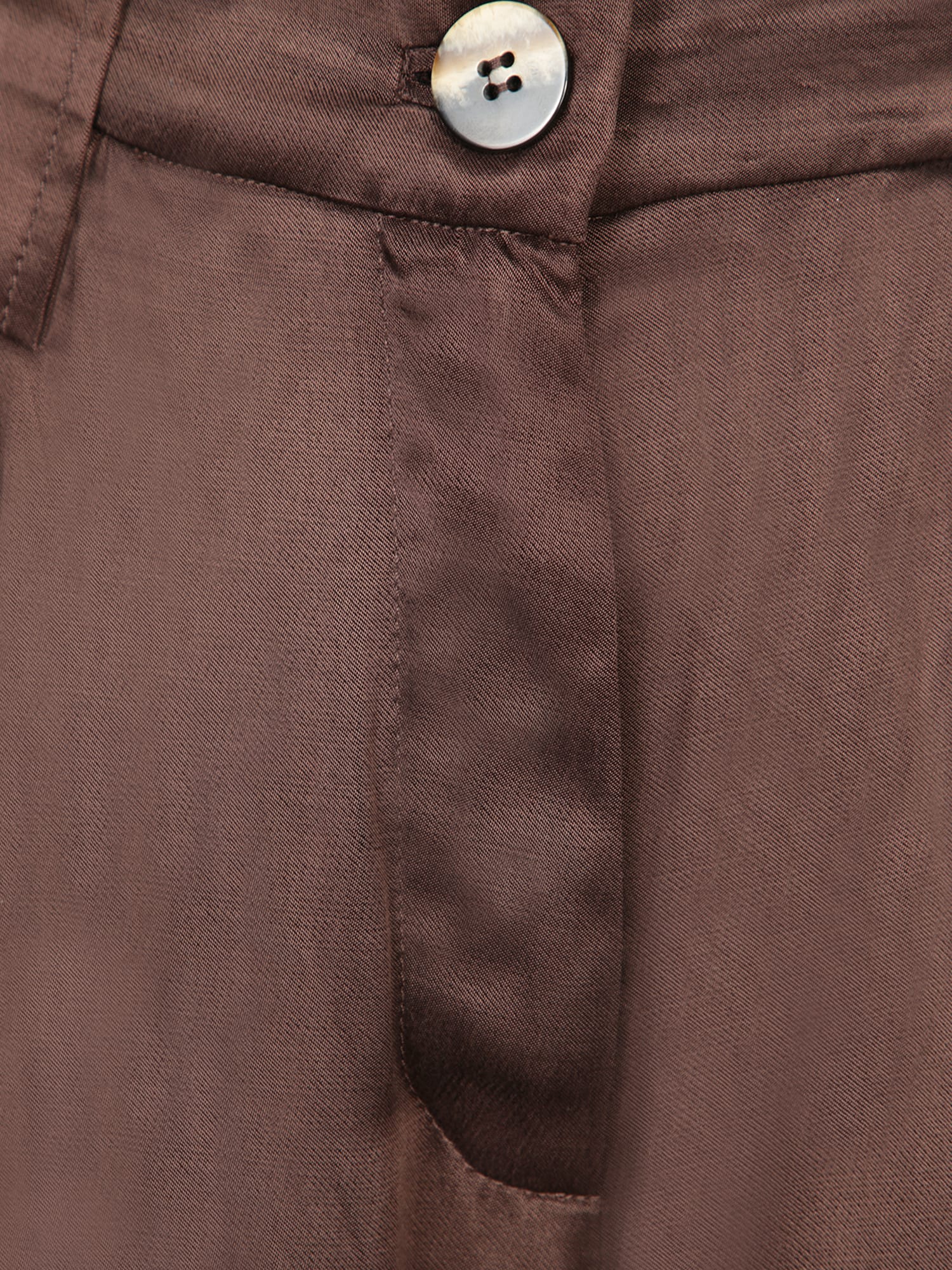 Ganni Brown Washed Satin Flared Trousers In Brown