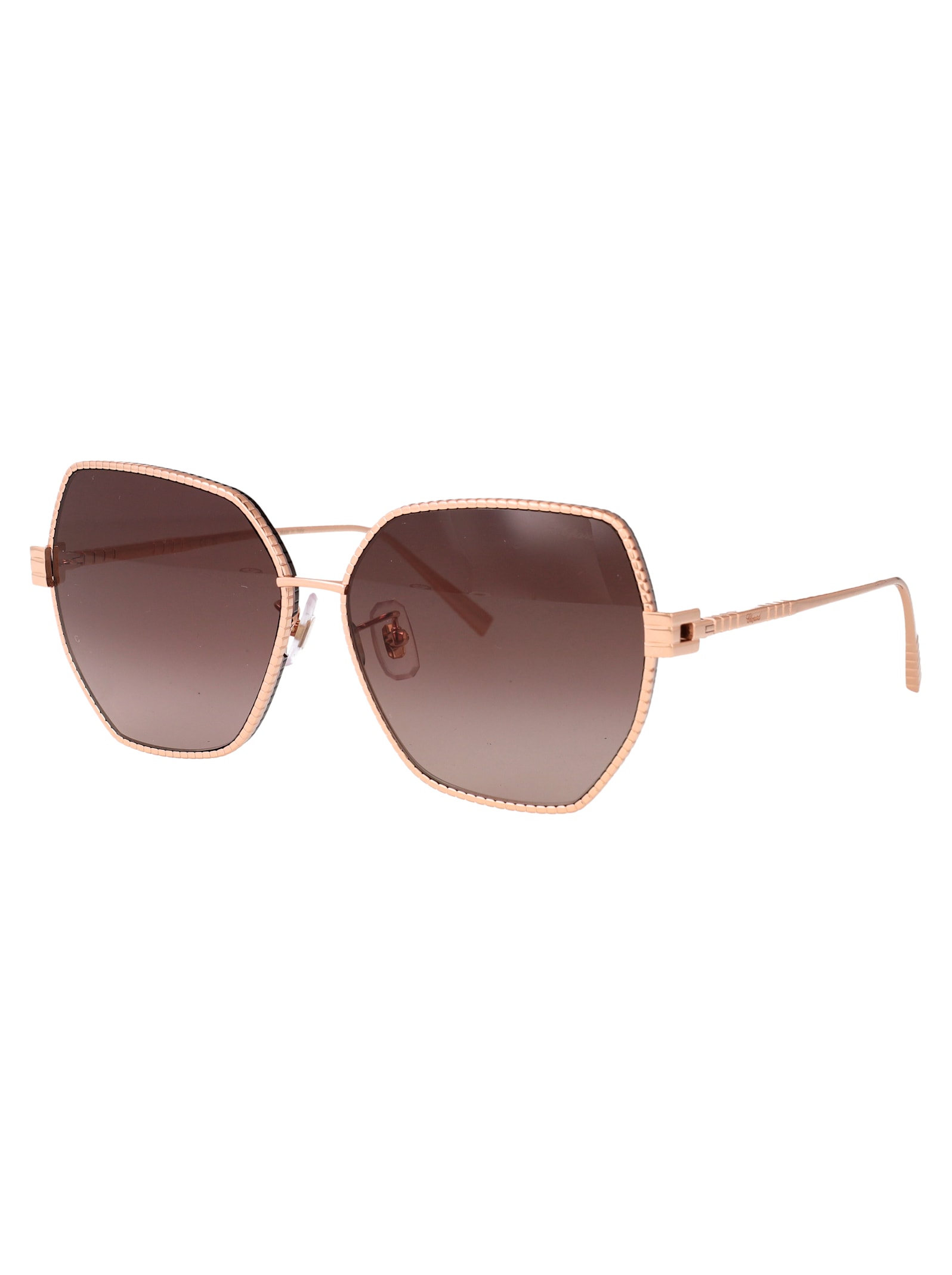 Chopard Oro Ramato Lucido Titanium Sunglasses In Gold