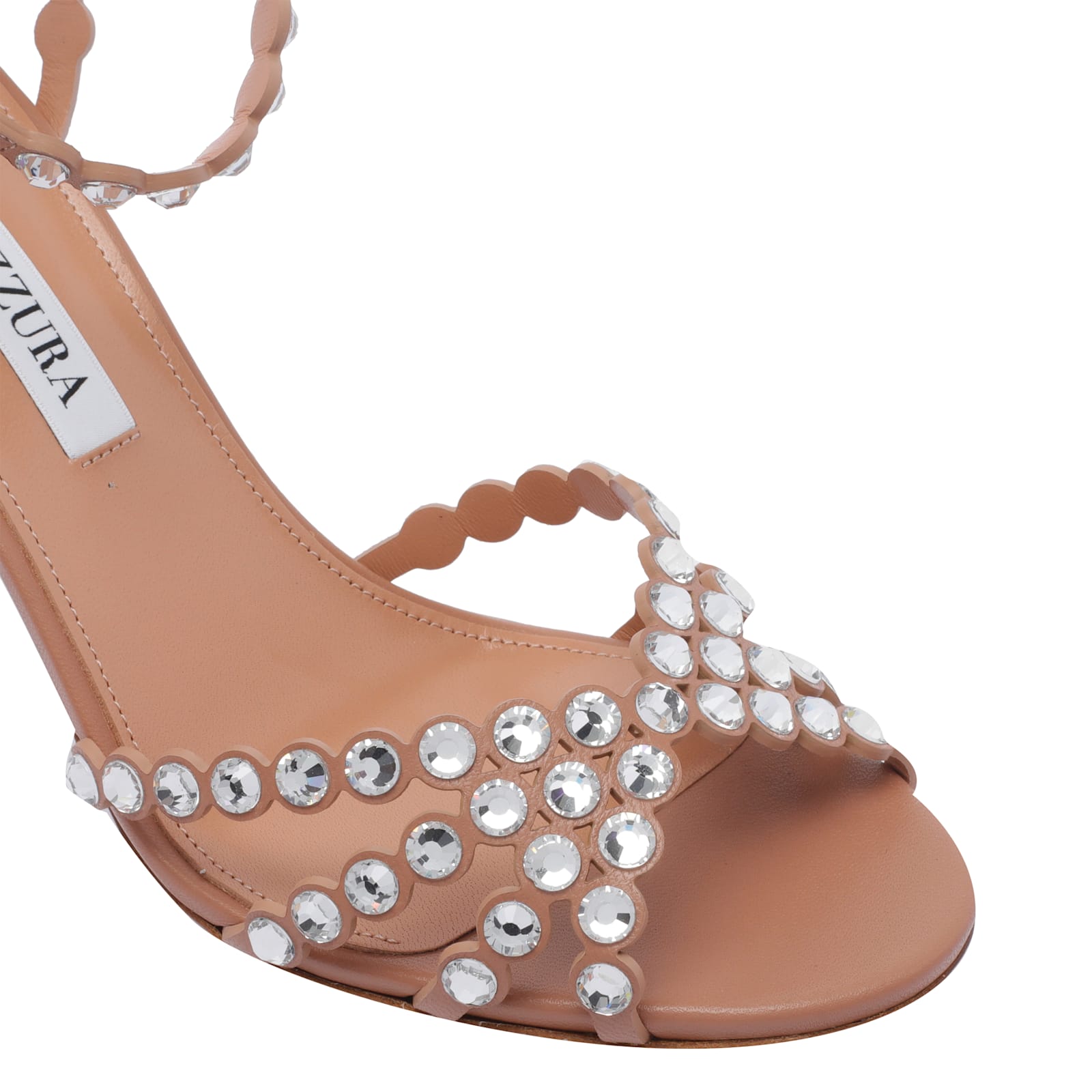 Aquazzura Love Struck 85 Crystal-embellished Metallic Leather Sandals In Animal Print