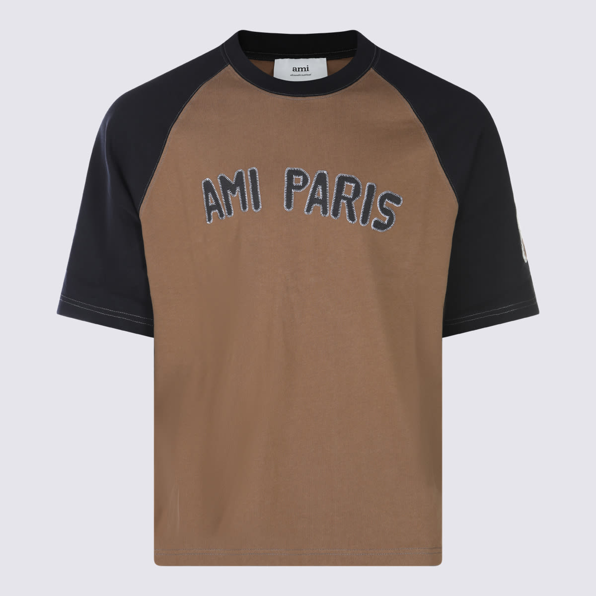 Ami Alexandre Mattiussi Ami Paris Men Cotton Colorblock T-shirt In Brown
