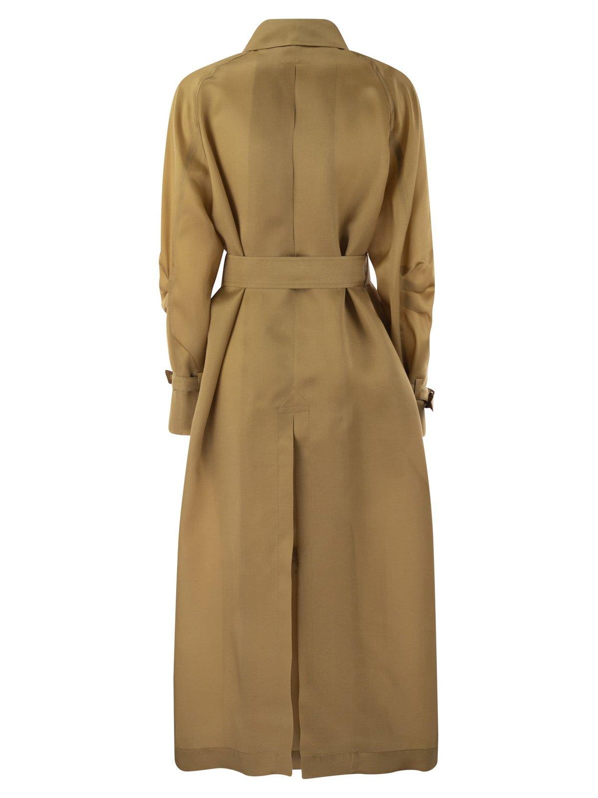 Shop Max Mara Double-breasted Belted Coat  In Luggage