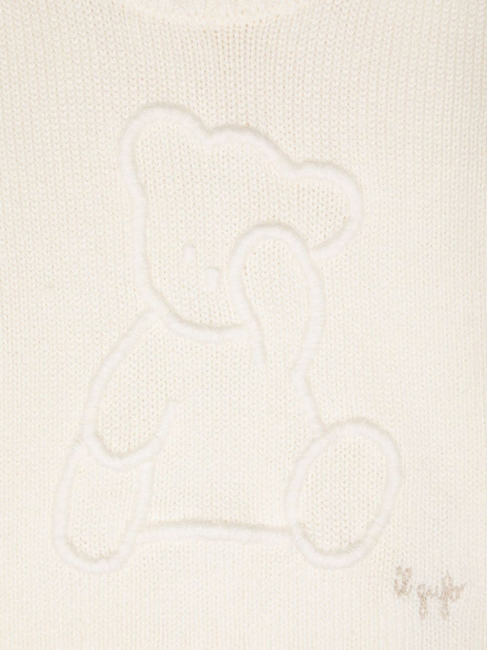 Shop Il Gufo White Sweater With Bear