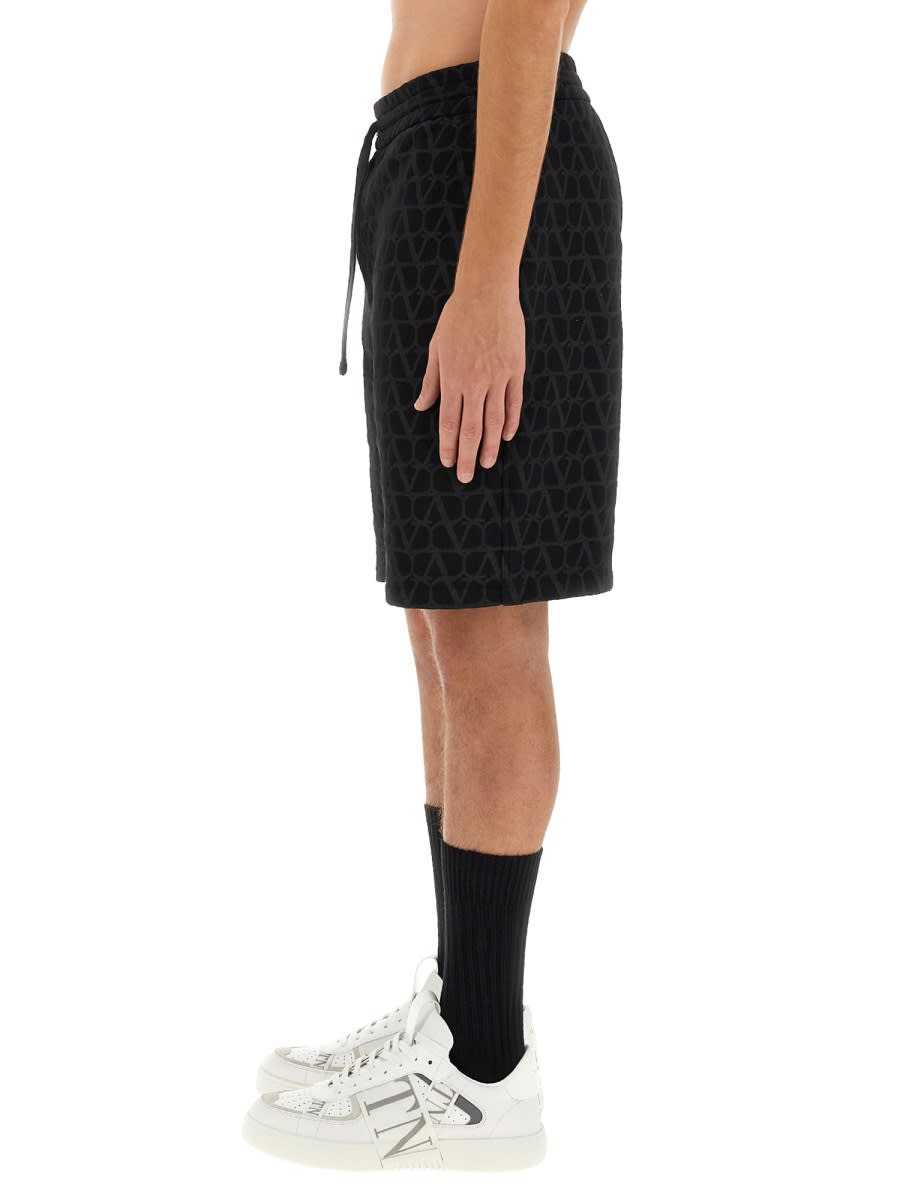 Shop Valentino Bermuda Shorts With Toile Iconographe Print In Black