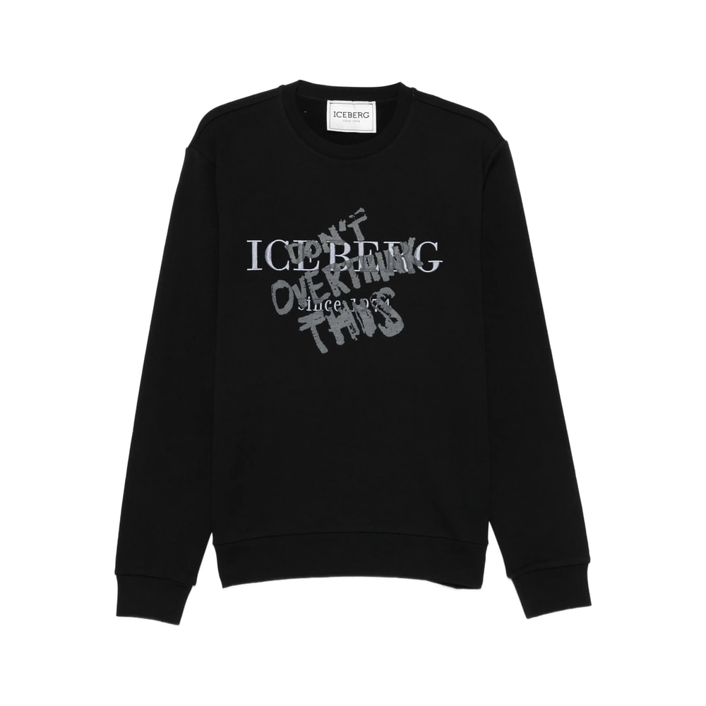 Iceberg Logo-print Cotton Sweatshirt In Black