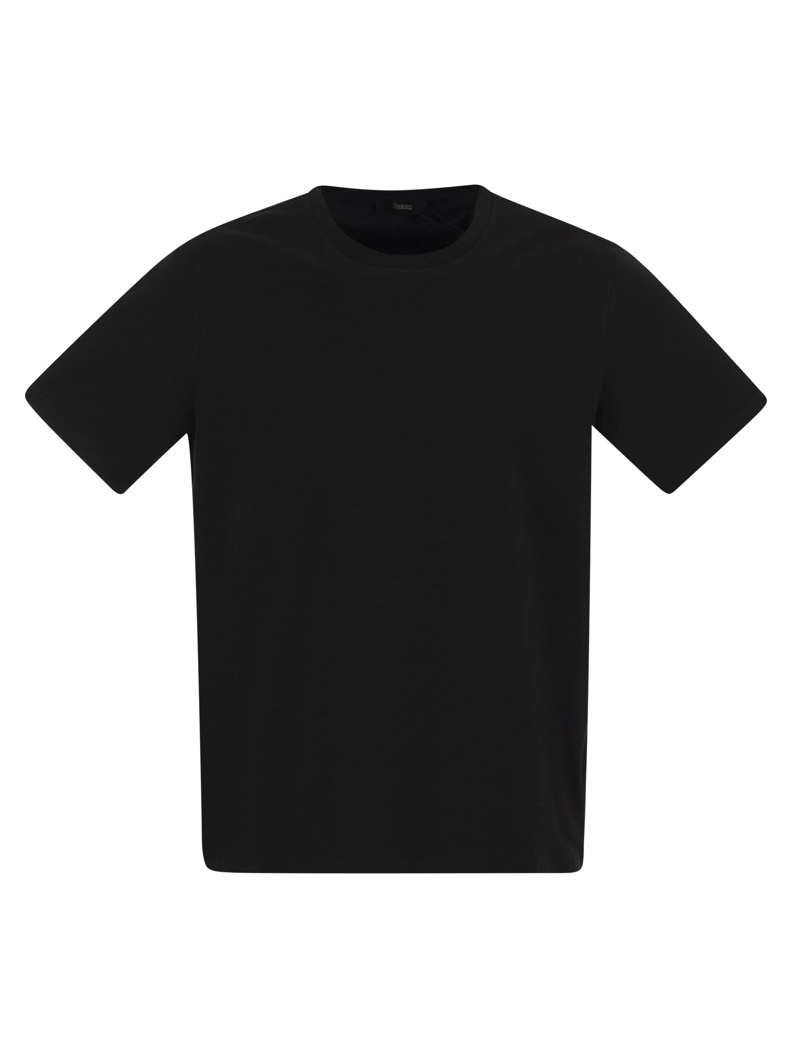 Shop Herno Stretch Cotton Jersey T-shirt In Nero