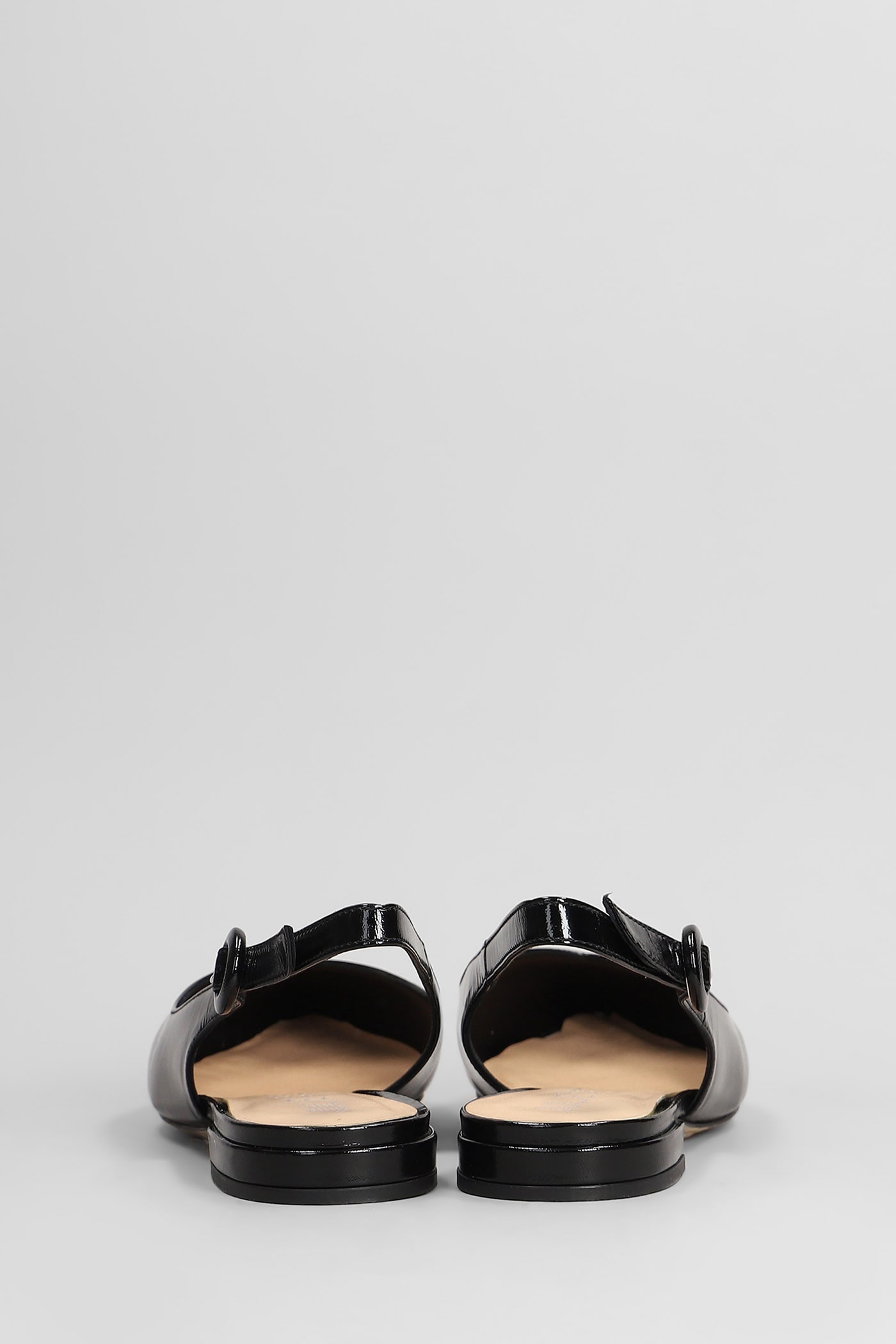 Julie Dee Ballet Flats In Black Leather In Black