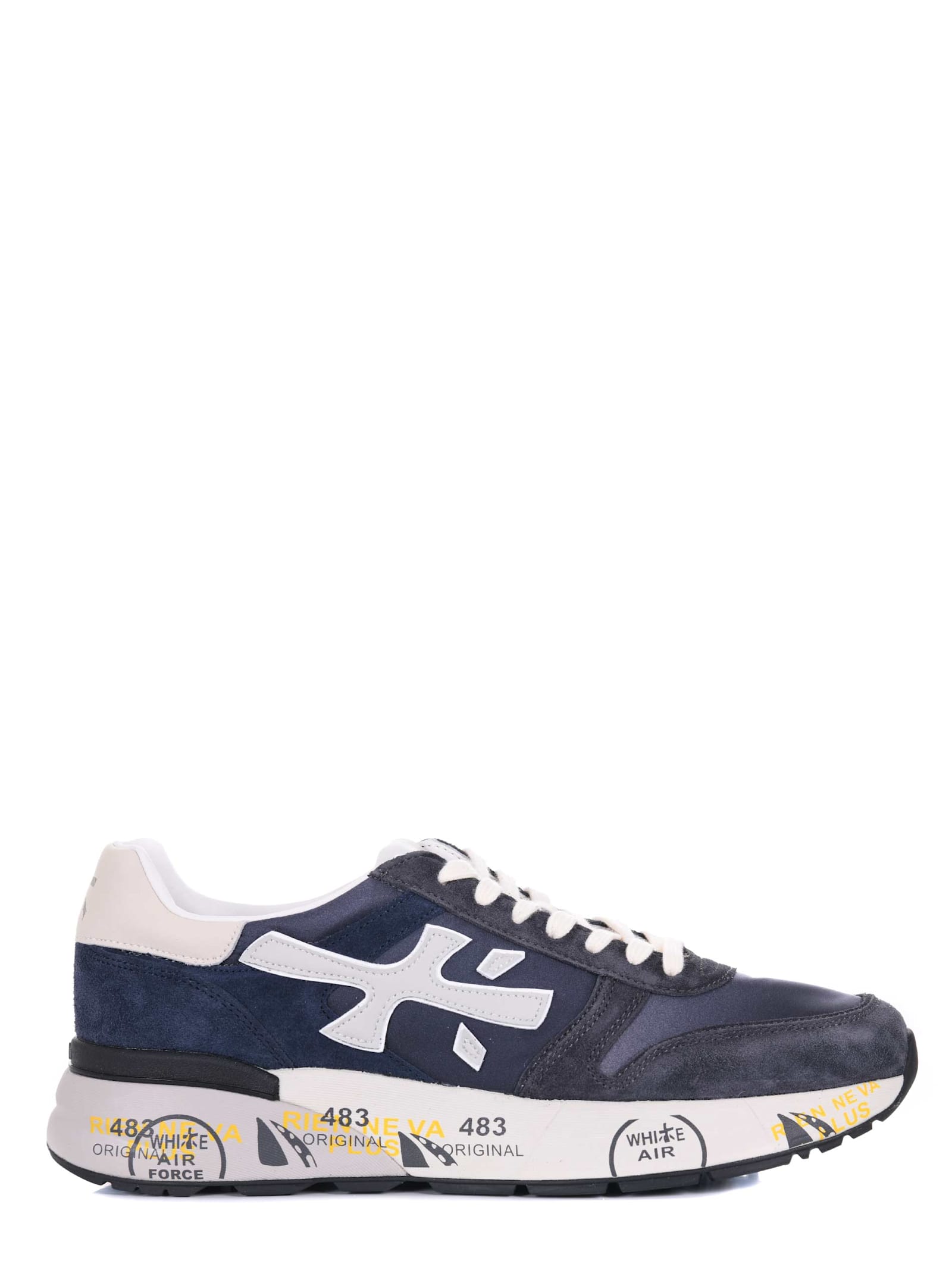 Premiata Low Top Mick Sneakers With Contrasting Sole In Blue