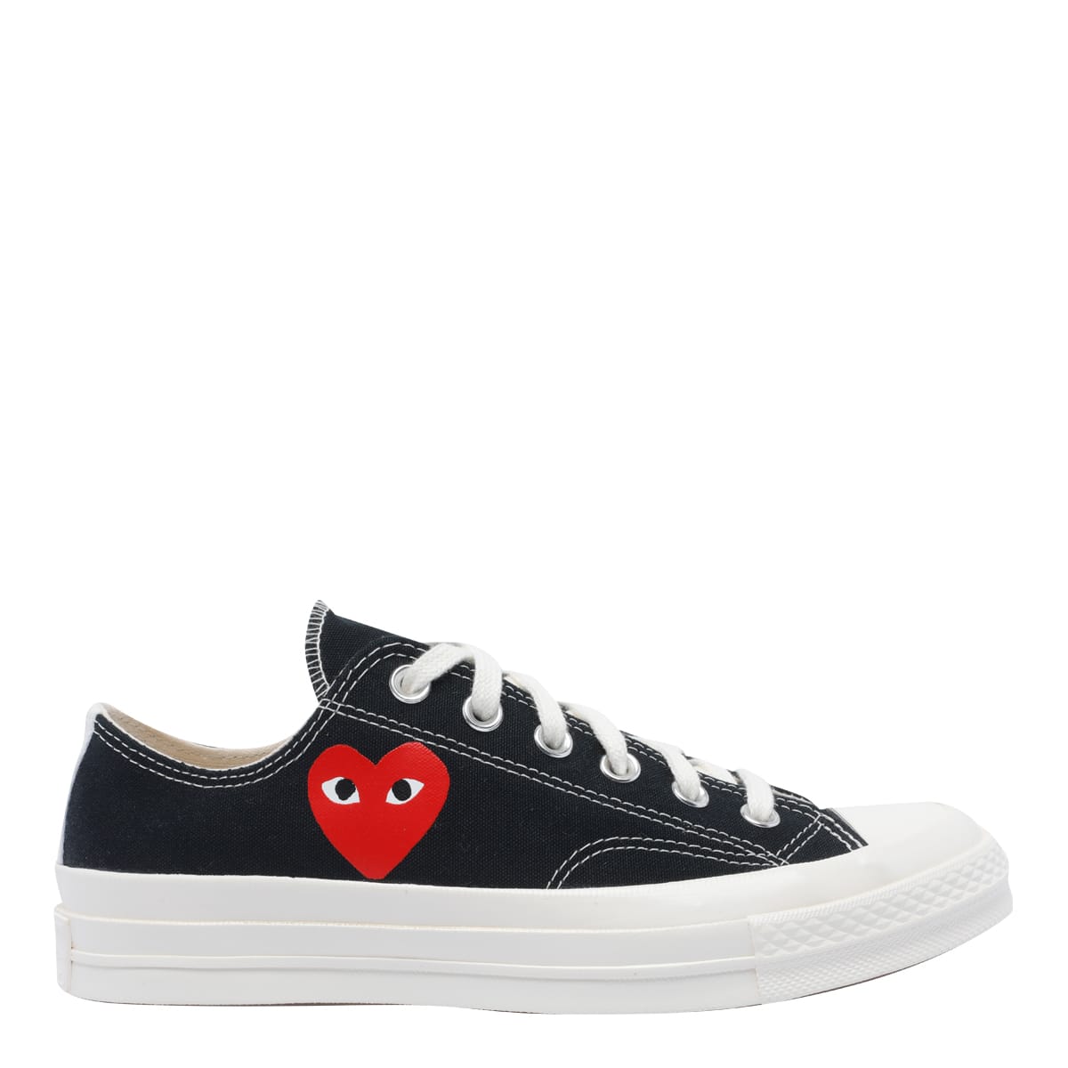 Comme Des Garçons Play Chuck Taylor Small Red Heart Sneakers In Black