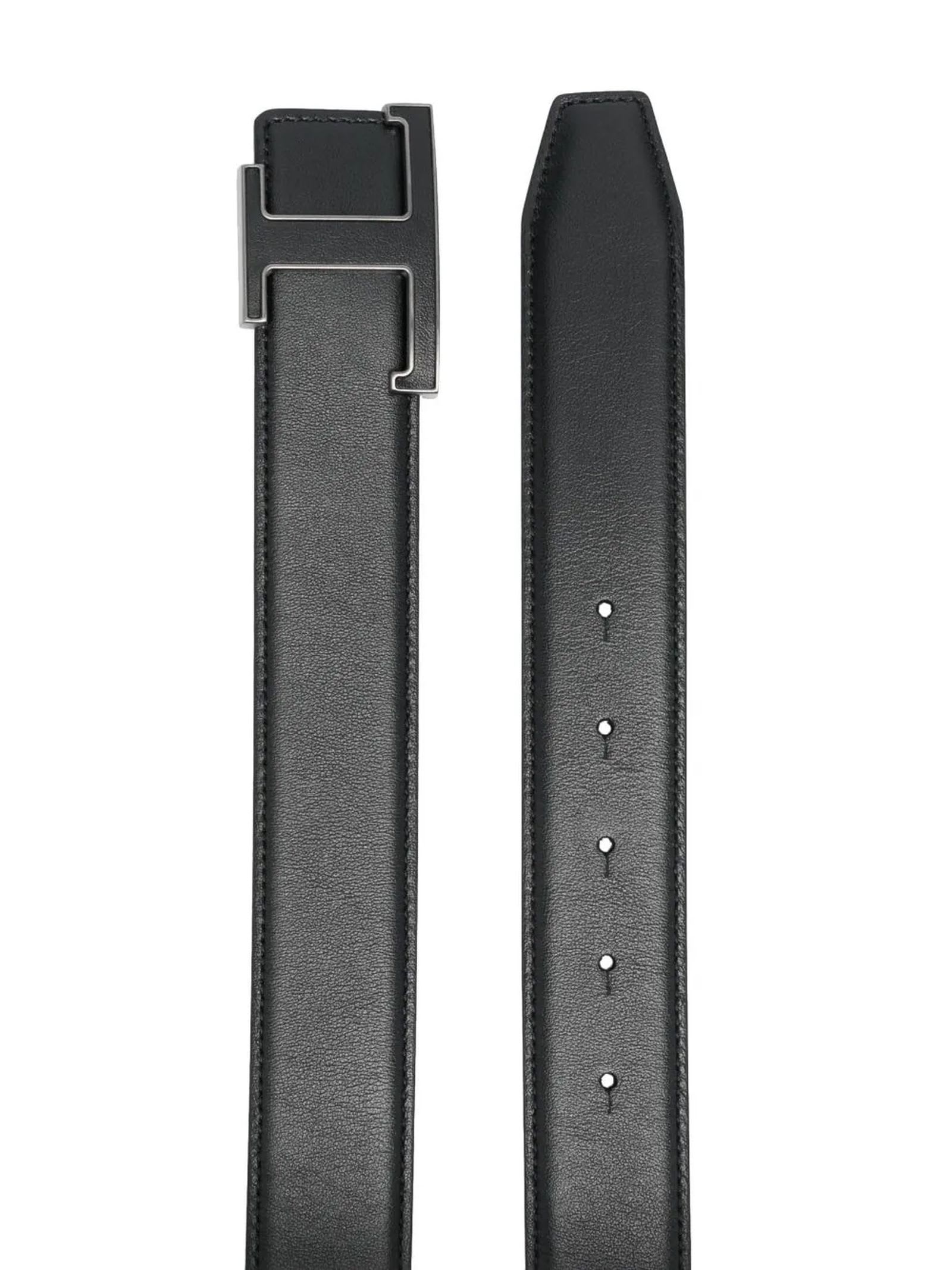 Shop Tod's Black Calf Leather T Timeless Belt