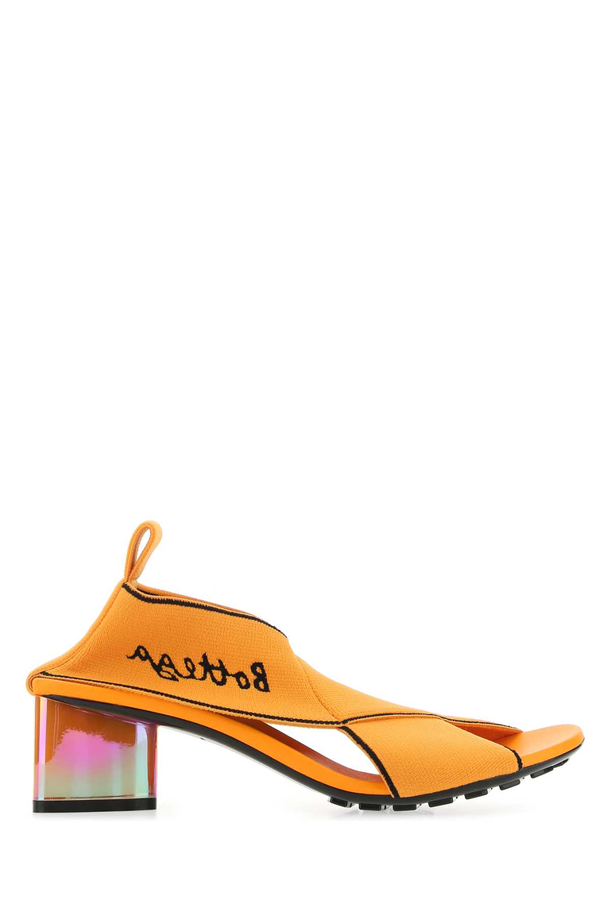 Shop Bottega Veneta Orange Elastic Fabric Flex Sandals In 7593