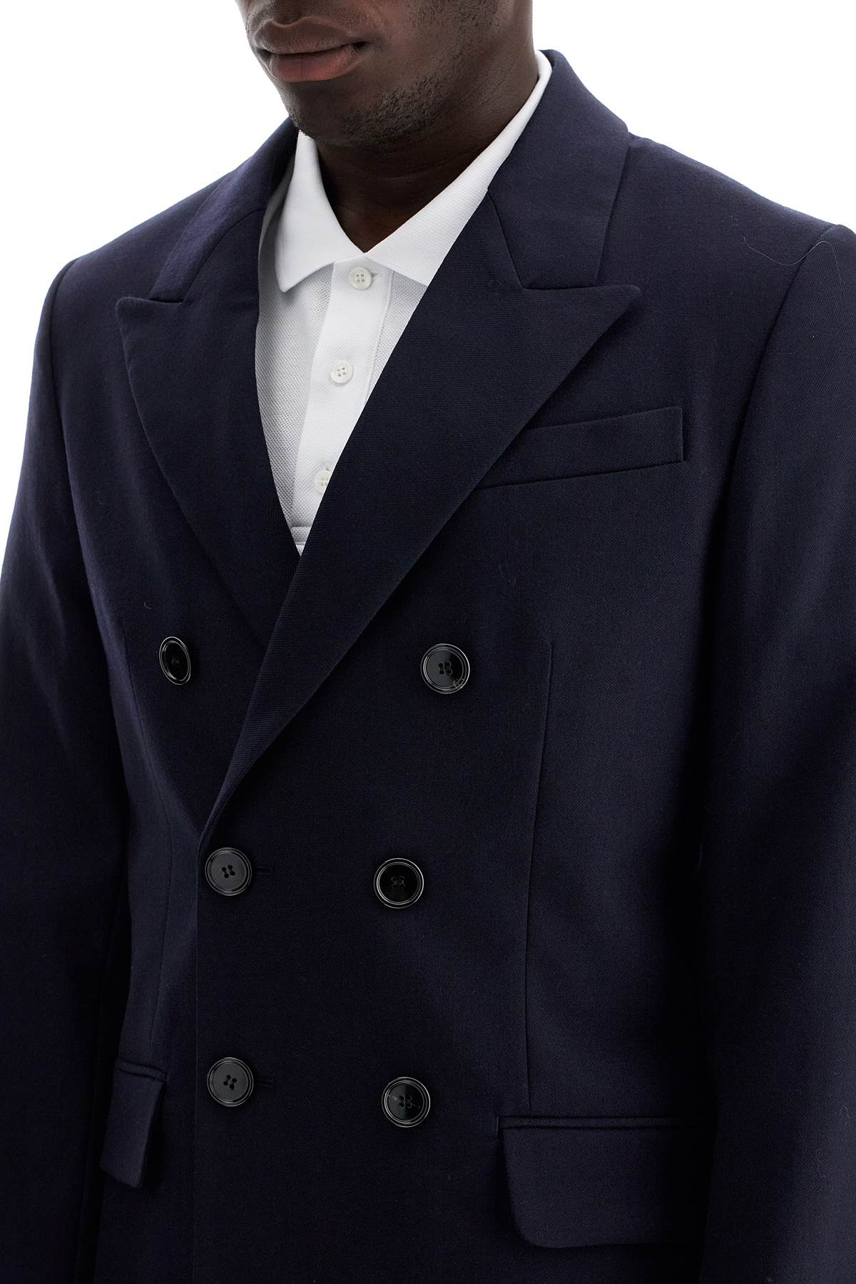 Shop Ami Alexandre Mattiussi Double-breasted Wool Jacket In Bleu Marine (blue)