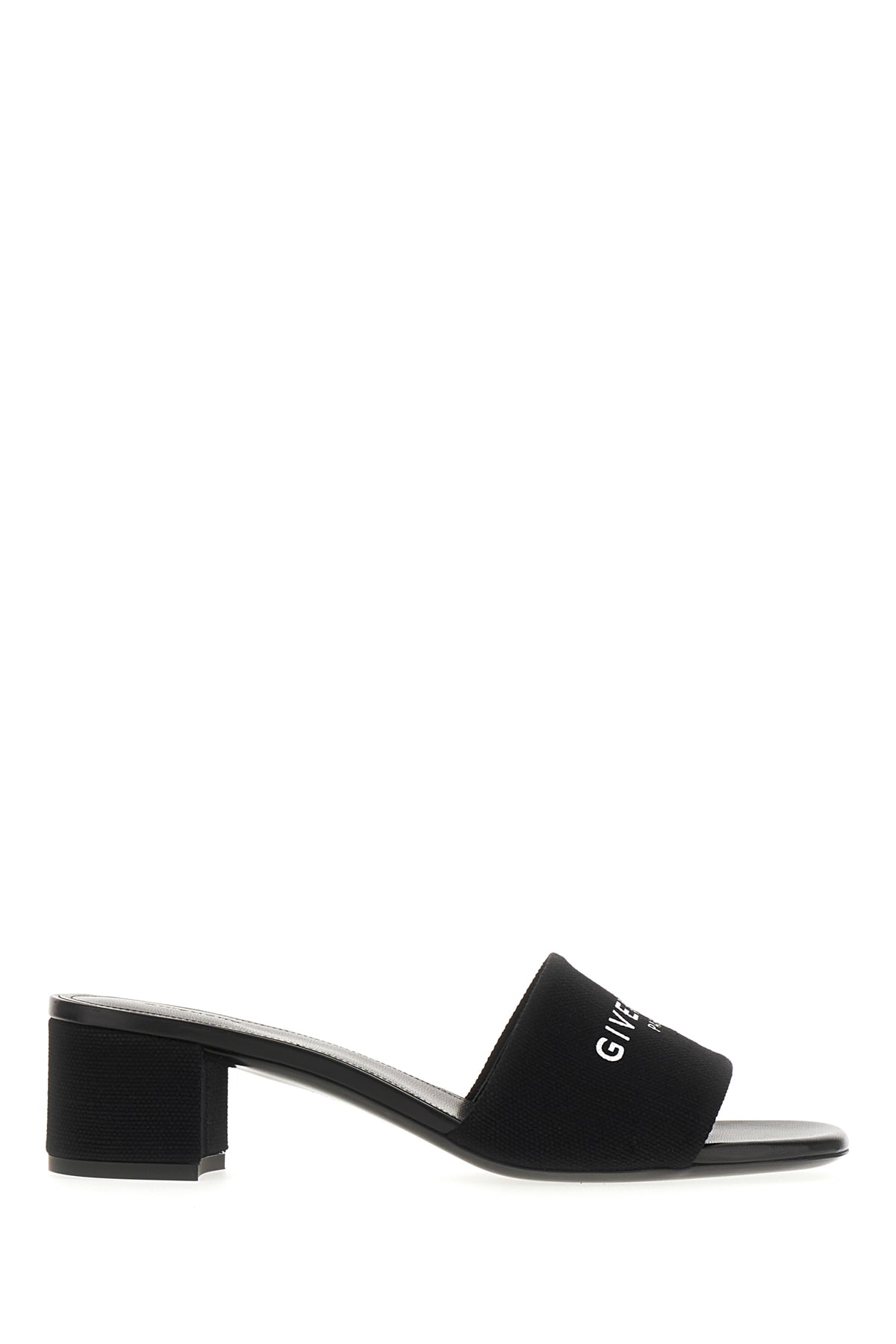 Shop Givenchy Black Leather And Fabric Mules In 001