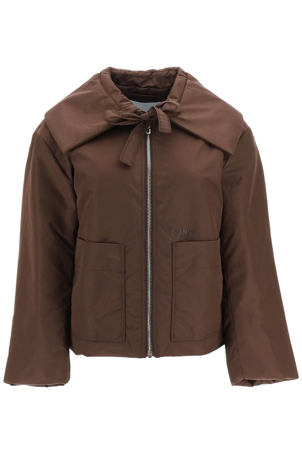 Ganni Brown Big Collar Jacket In Chicory Coffee (brown)