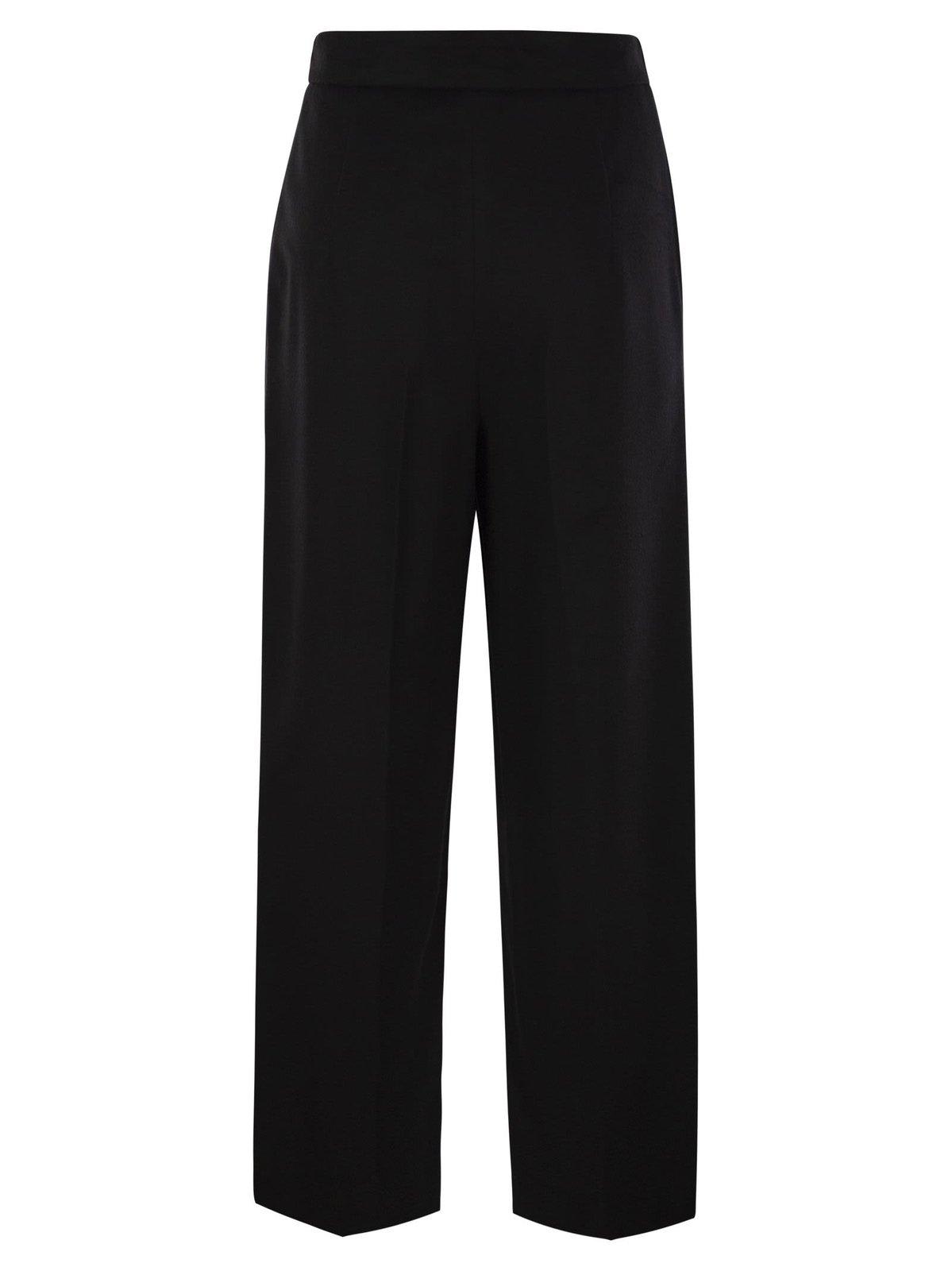 Shop Max Mara High Waist Wide Leg Trousers In Nero