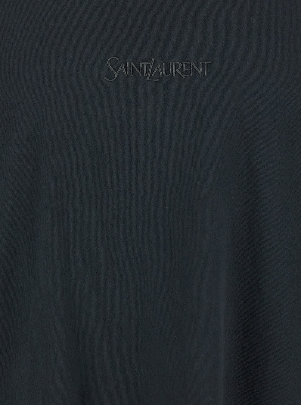 Saint Laurent Dark Grey T-shirt With Logo Lettering On The Front Tone-on-tone In Cotton Man In Black