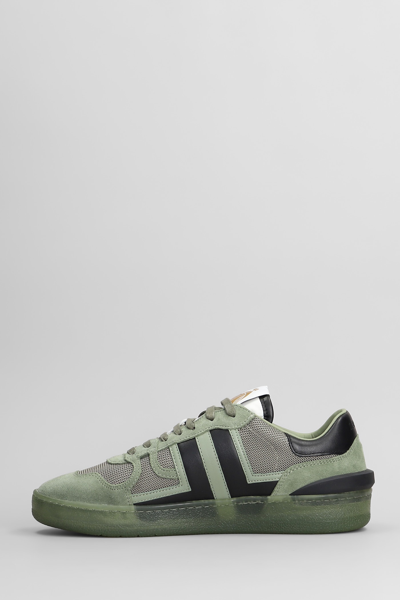 Lanvin Clay Sneakers In Green Suede And Fabric