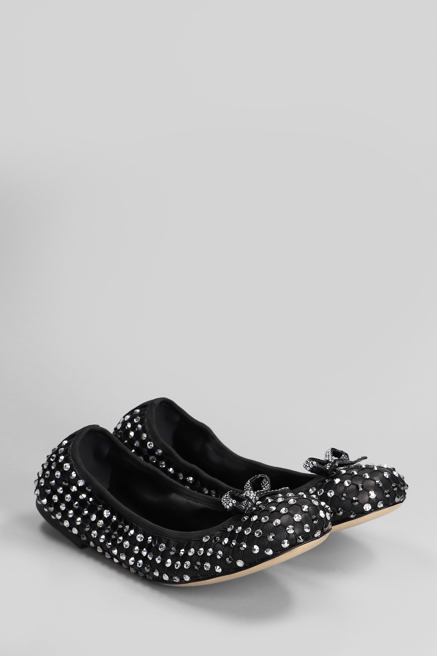 Shop René Caovilla Galaxia Ballet Flats In Black Leather