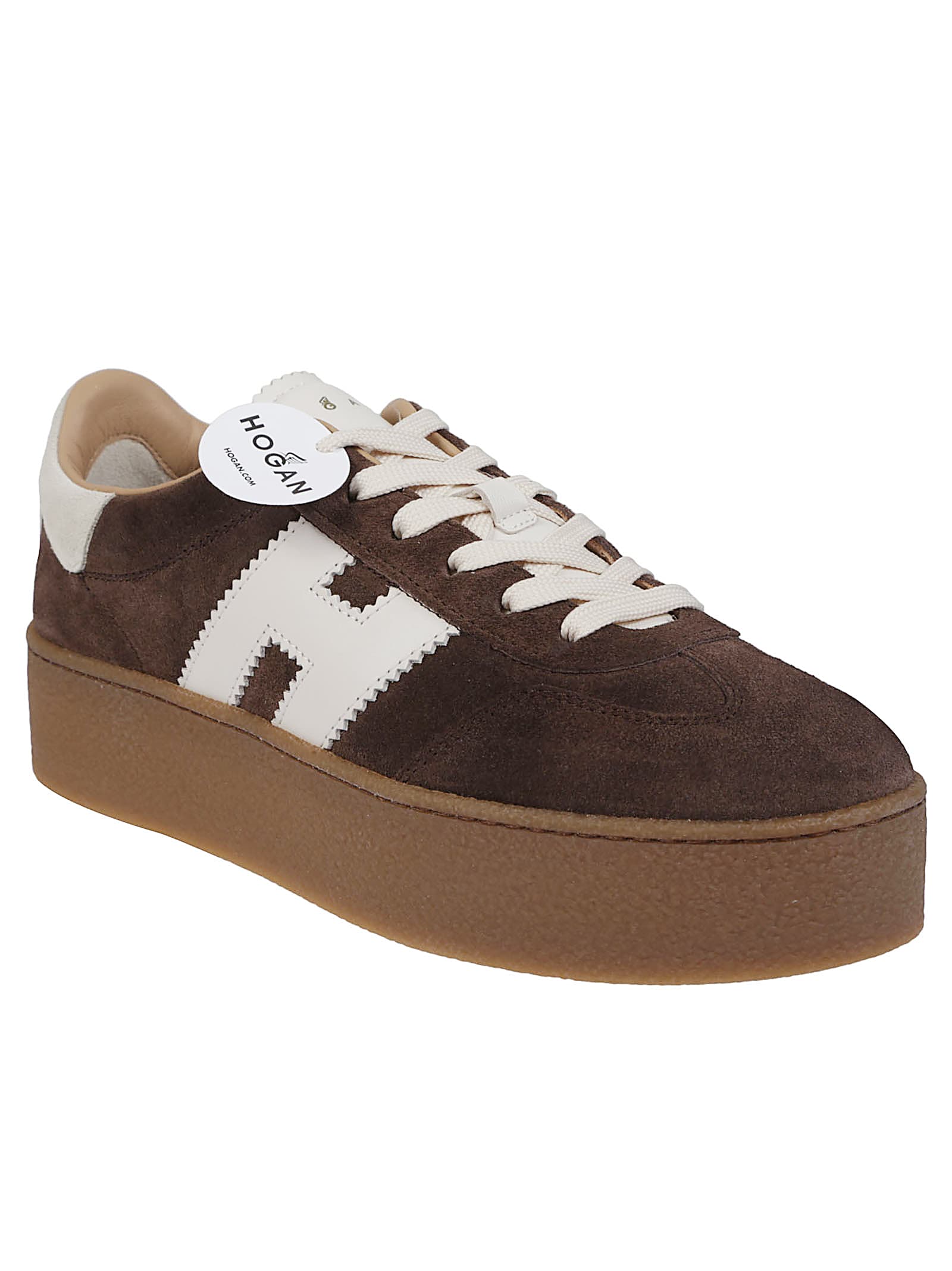 Hogan Chocolate Brown Suede Platform Sneakers With Lace-up Closure And H Logo Detail In Brown