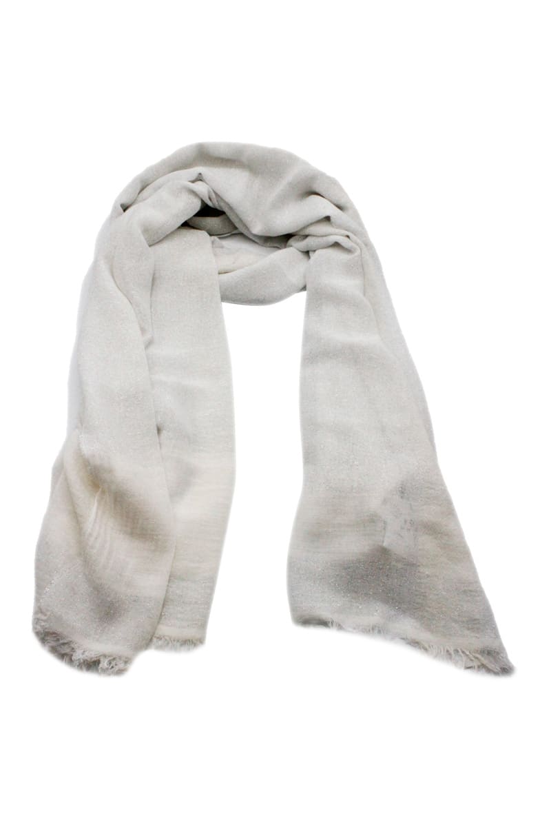 Fabiana Filippi Cotton Blend Scarf With Lurex Threads And Fringes