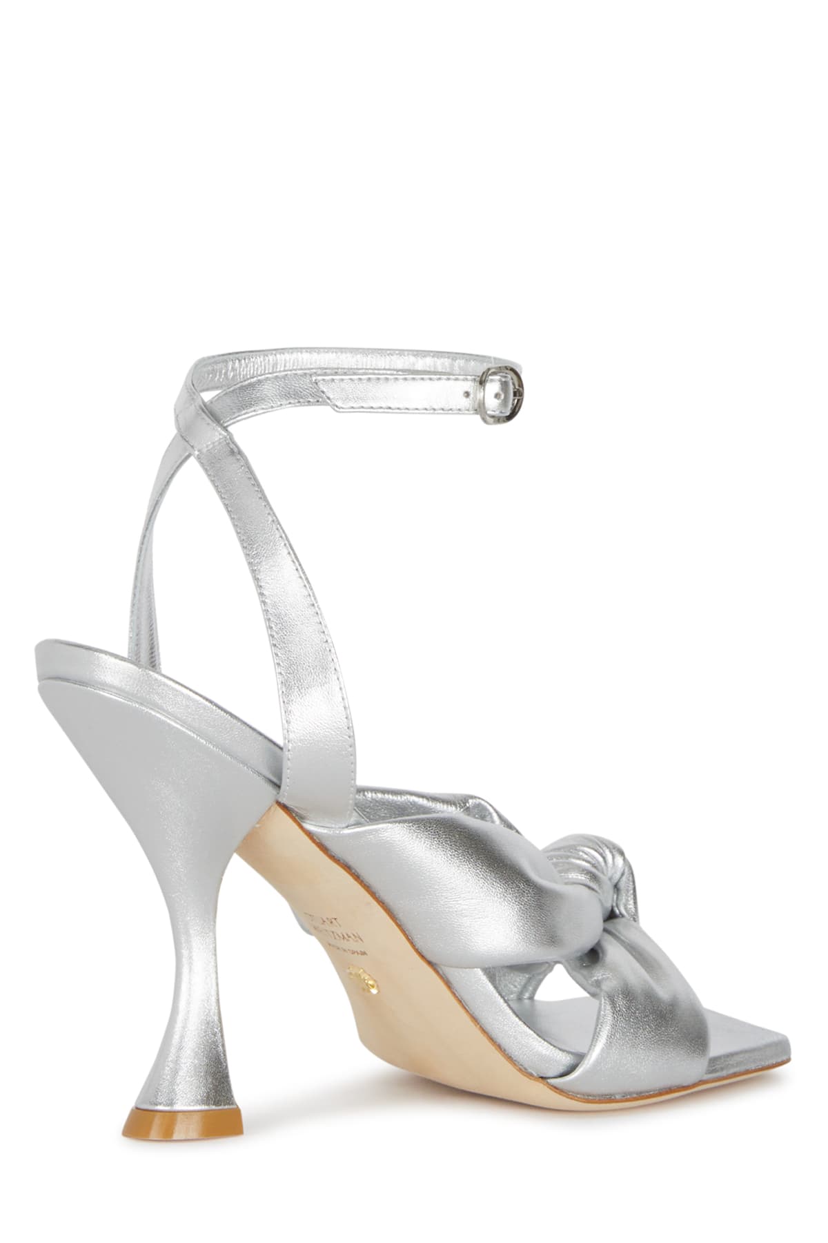 Stuart Weitzman Heeled Sandals With Knot Detail And Metallic Finish In Pyb
