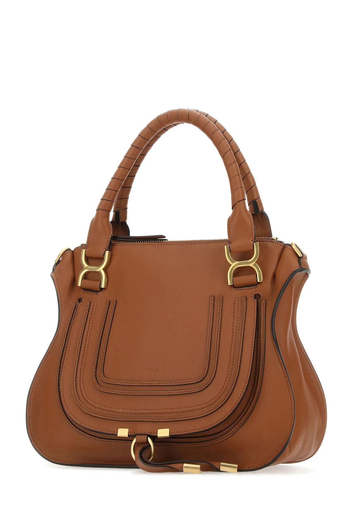Shop Chloé Brown Leather Medium Marcie Handbag