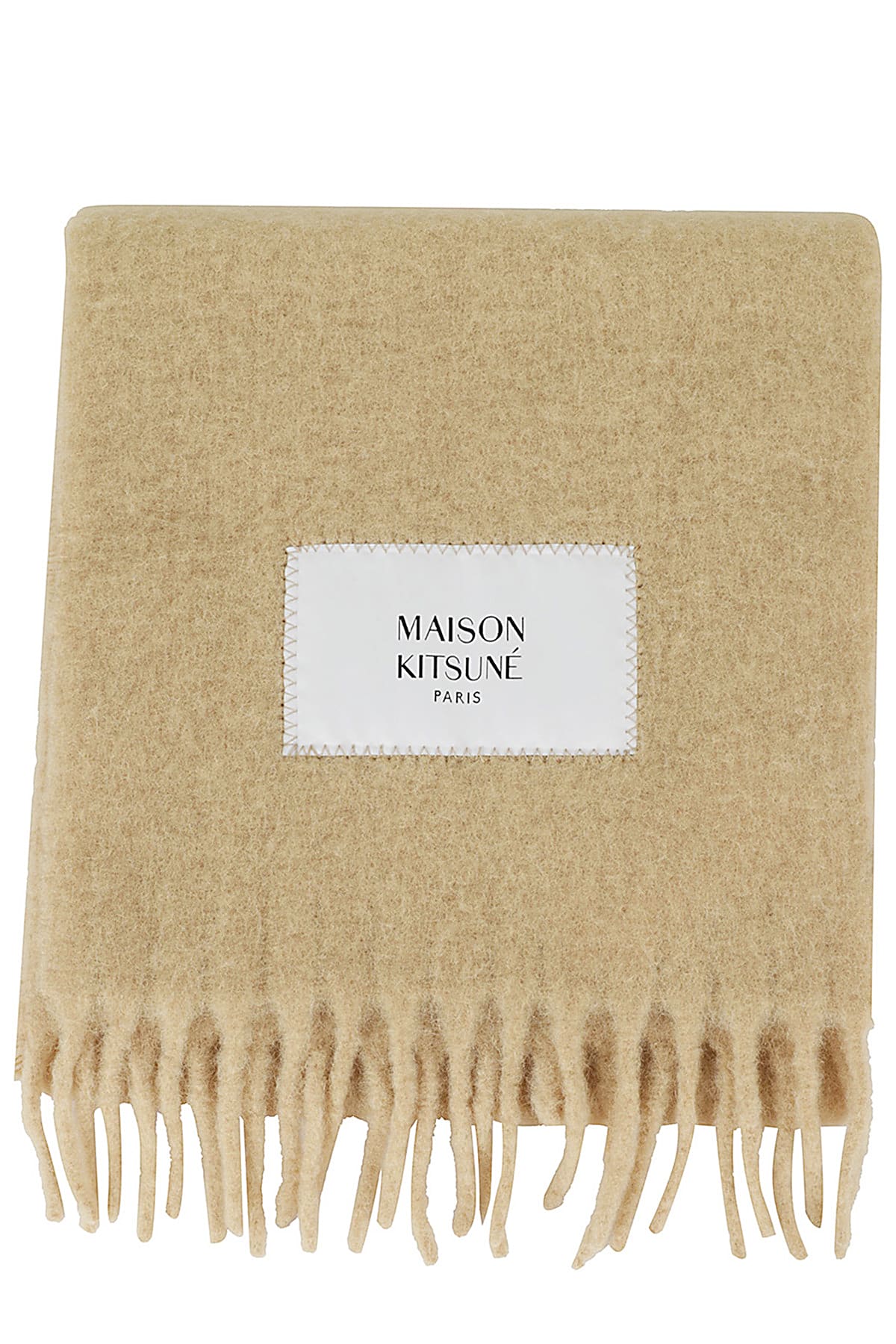 Shop Maison Kitsuné Baby Alpaca Scarf In Chamomile