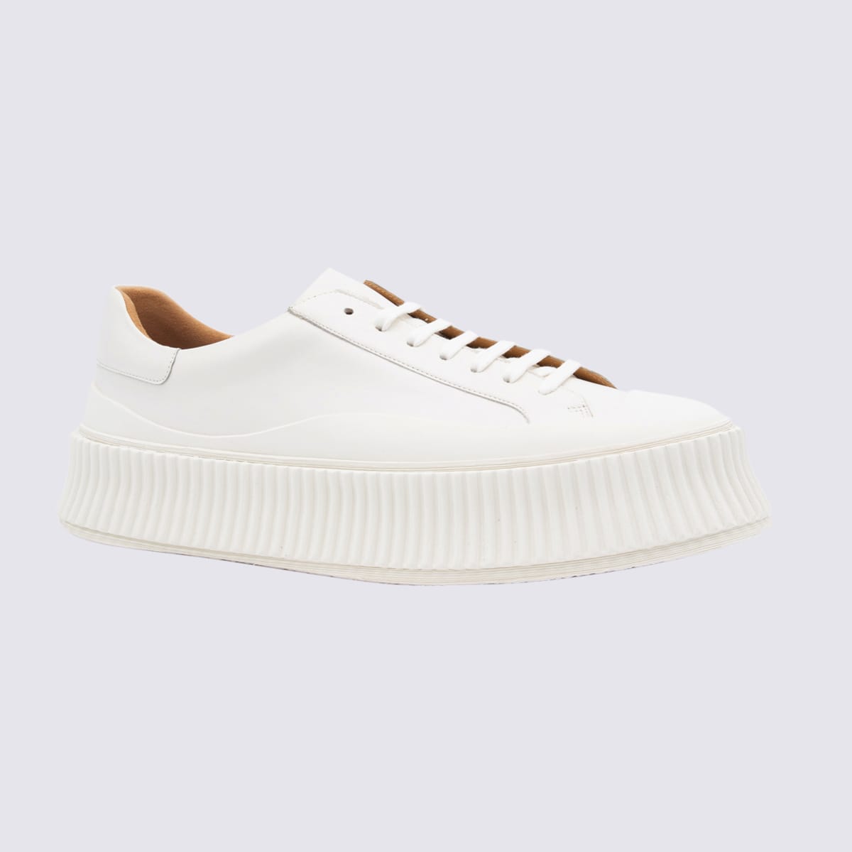 Shop Jil Sander White Leather Sneakers In Porcelain