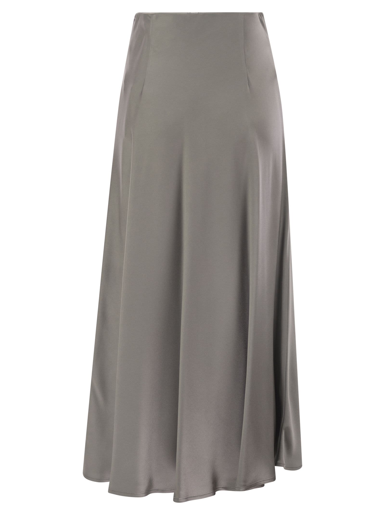 Shop Herno Satin Effect Long Skirt In Light Grey