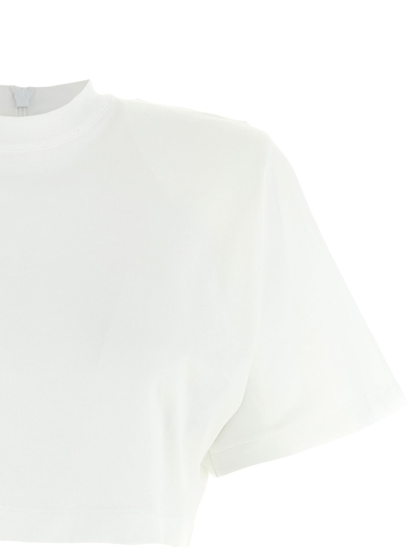 Pinko Short-sleeved Crop Top With Padded Shoulders In White