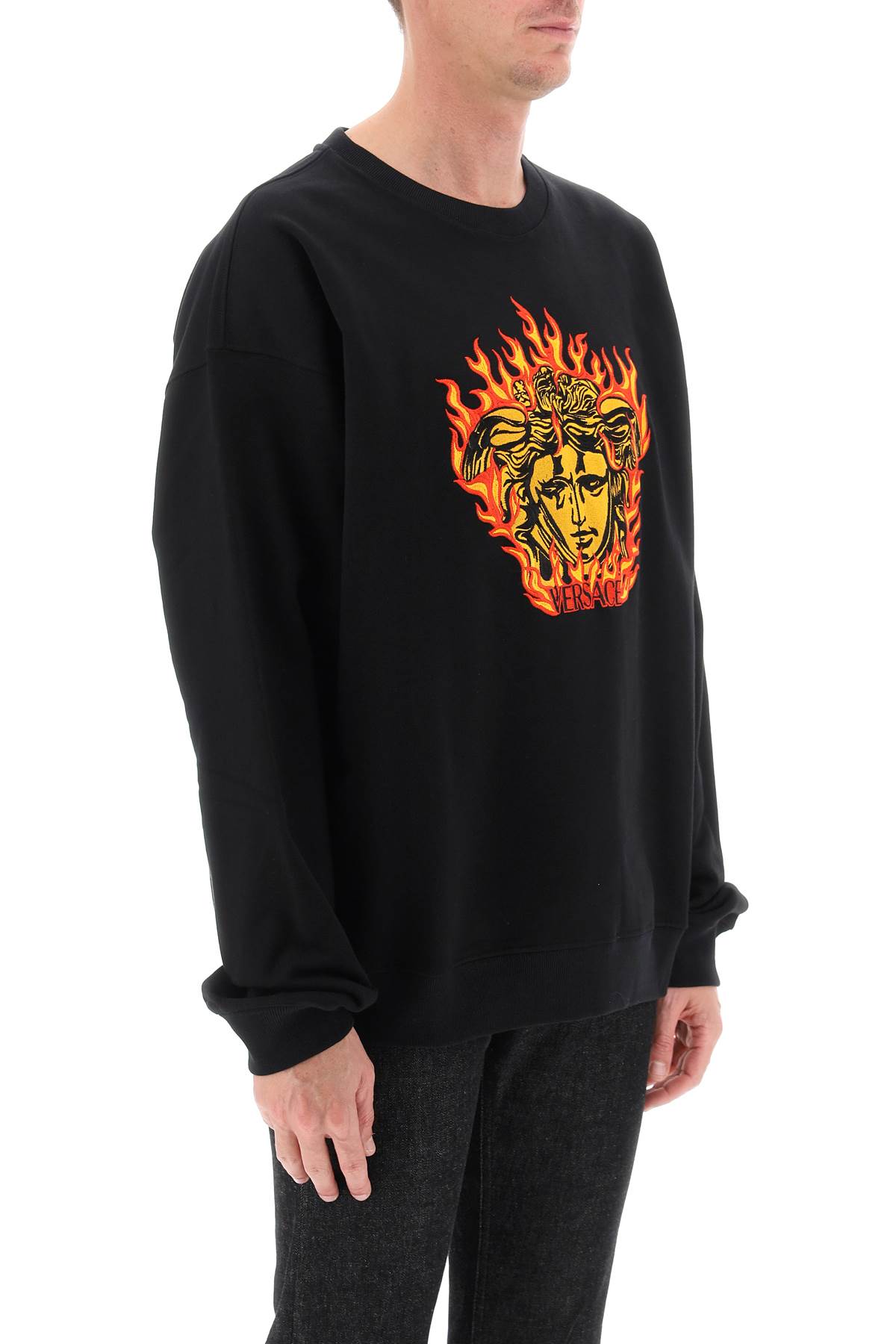 Shop Versace Medusa Flame Sweatshirt In Black (black)