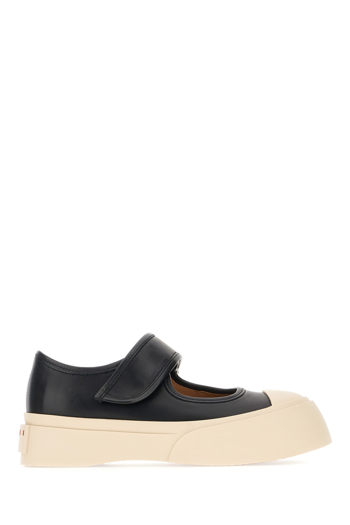 Shop Marni Black Nappa Leather Mary Jane Ballerinas