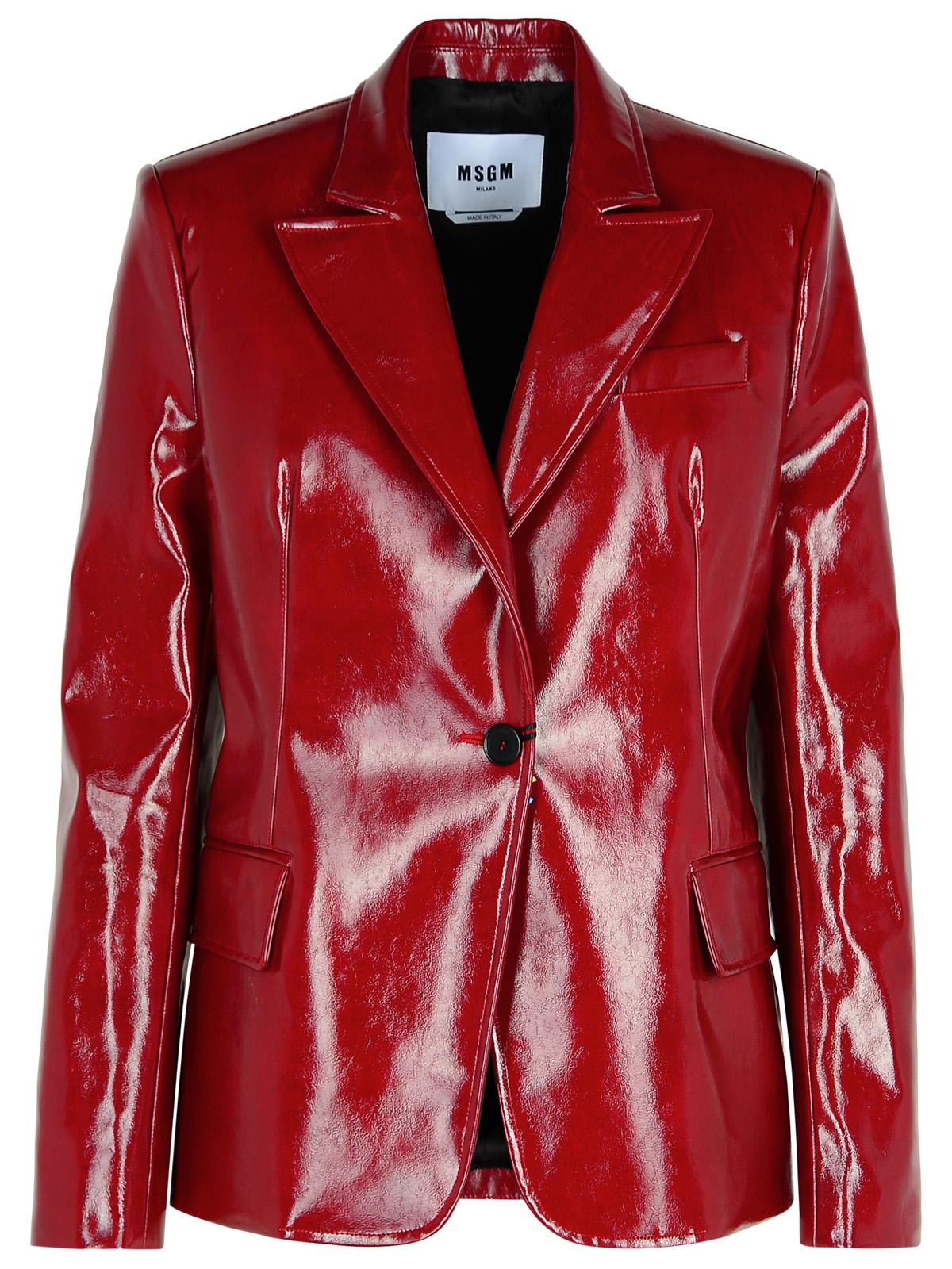 Shop Msgm Burgundy Polyester Blazer In Bordeaux