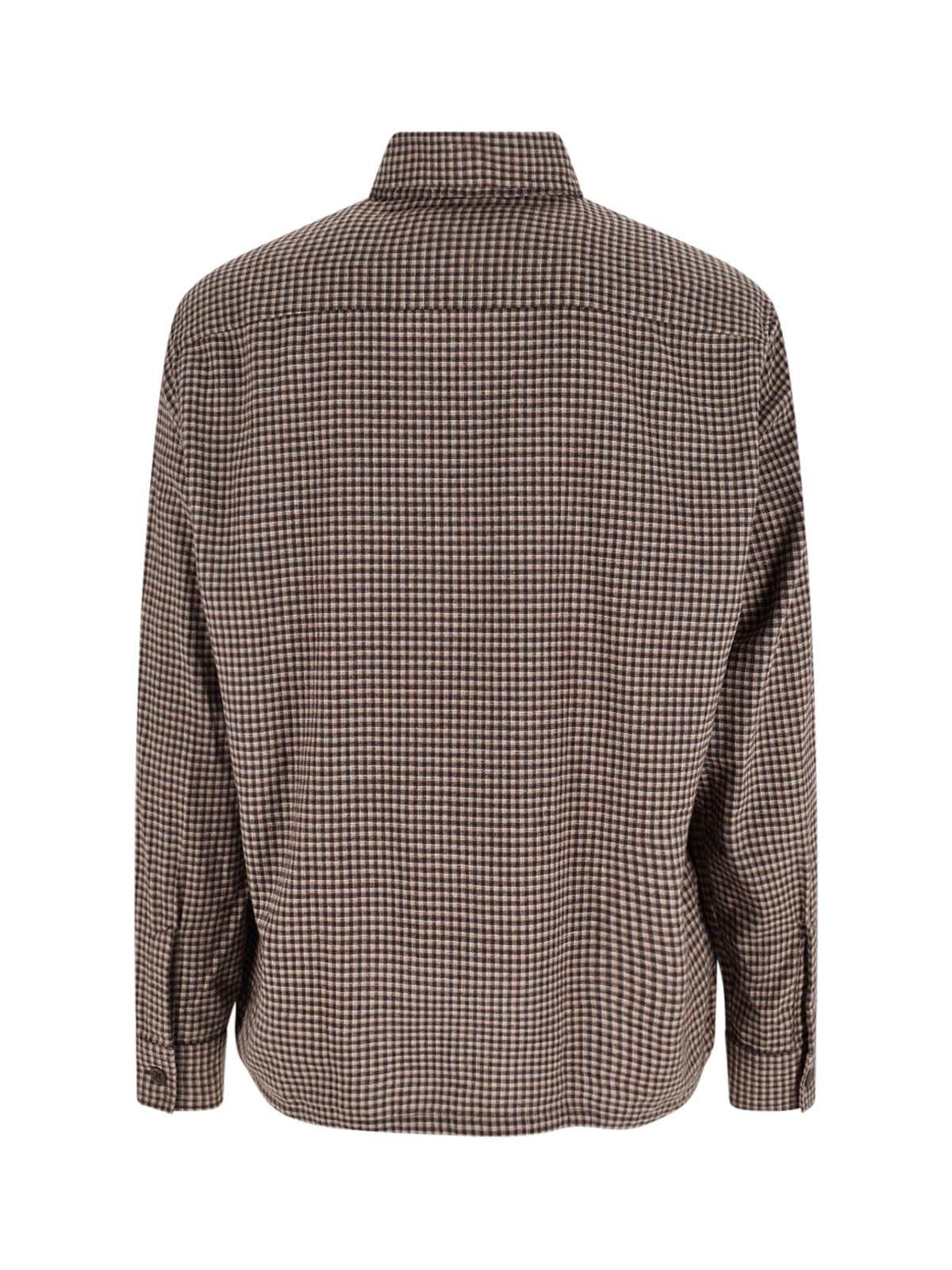 Our Legacy Checked Long Sleeve Shirt With Chest Pocket In Brown