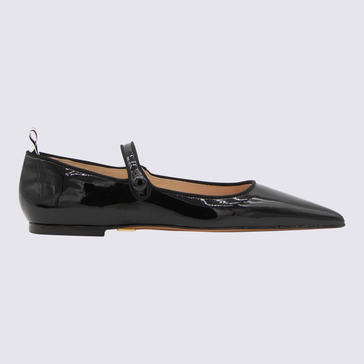 THOM BROWNE BLACK LEATHER BALLERINA SHOES