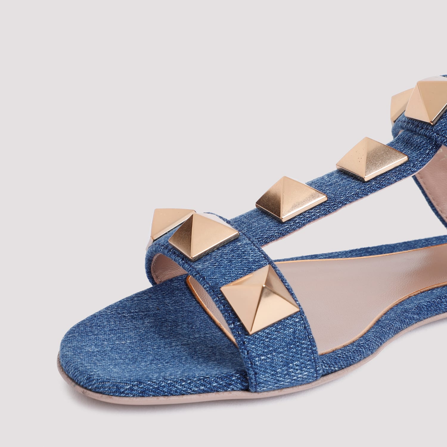 Shop Valentino Cotton Sandals In Denim