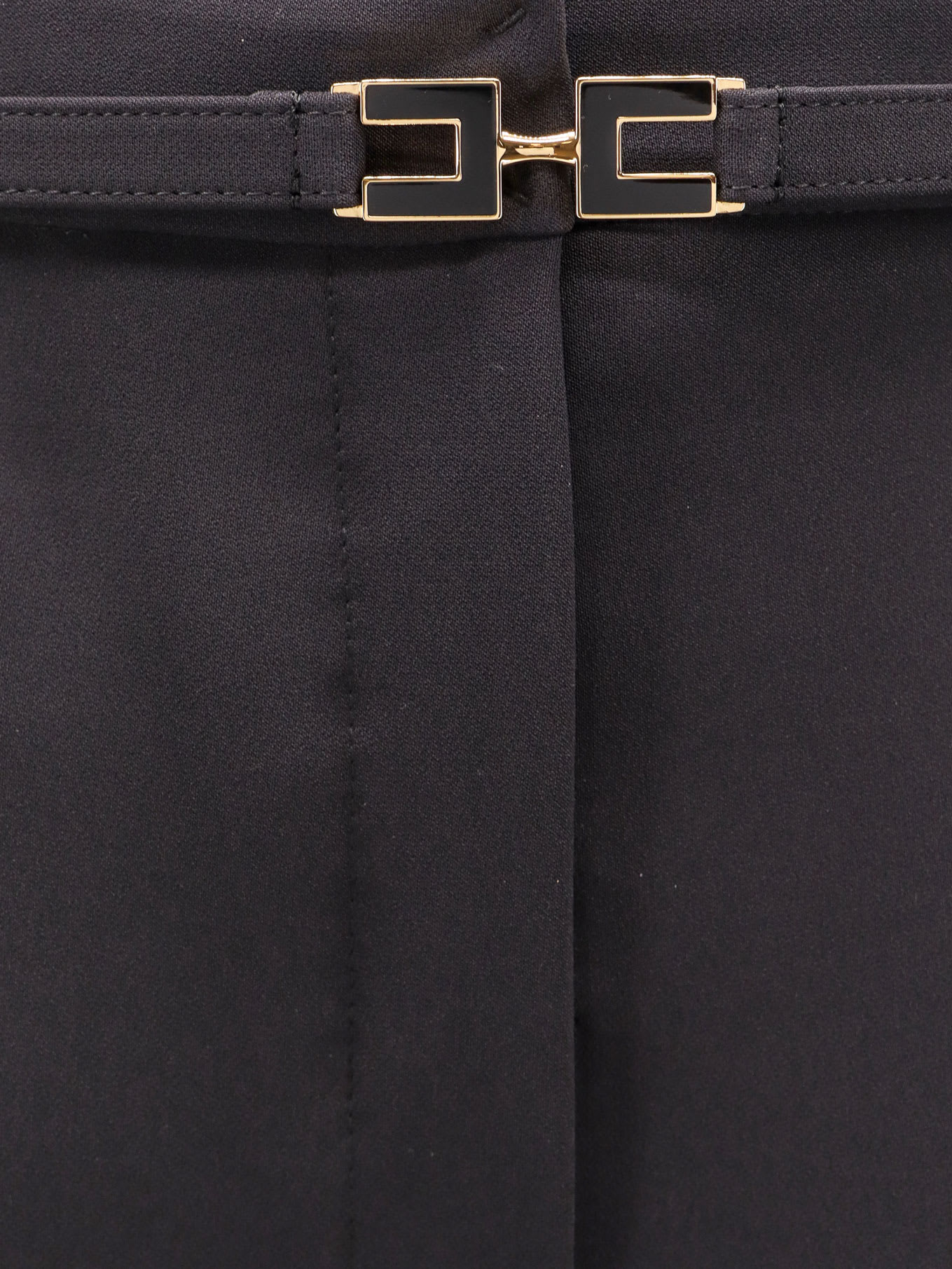 Elisabetta Franchi Tuxedo Trouser With Belt And Enamelled Detail In Black