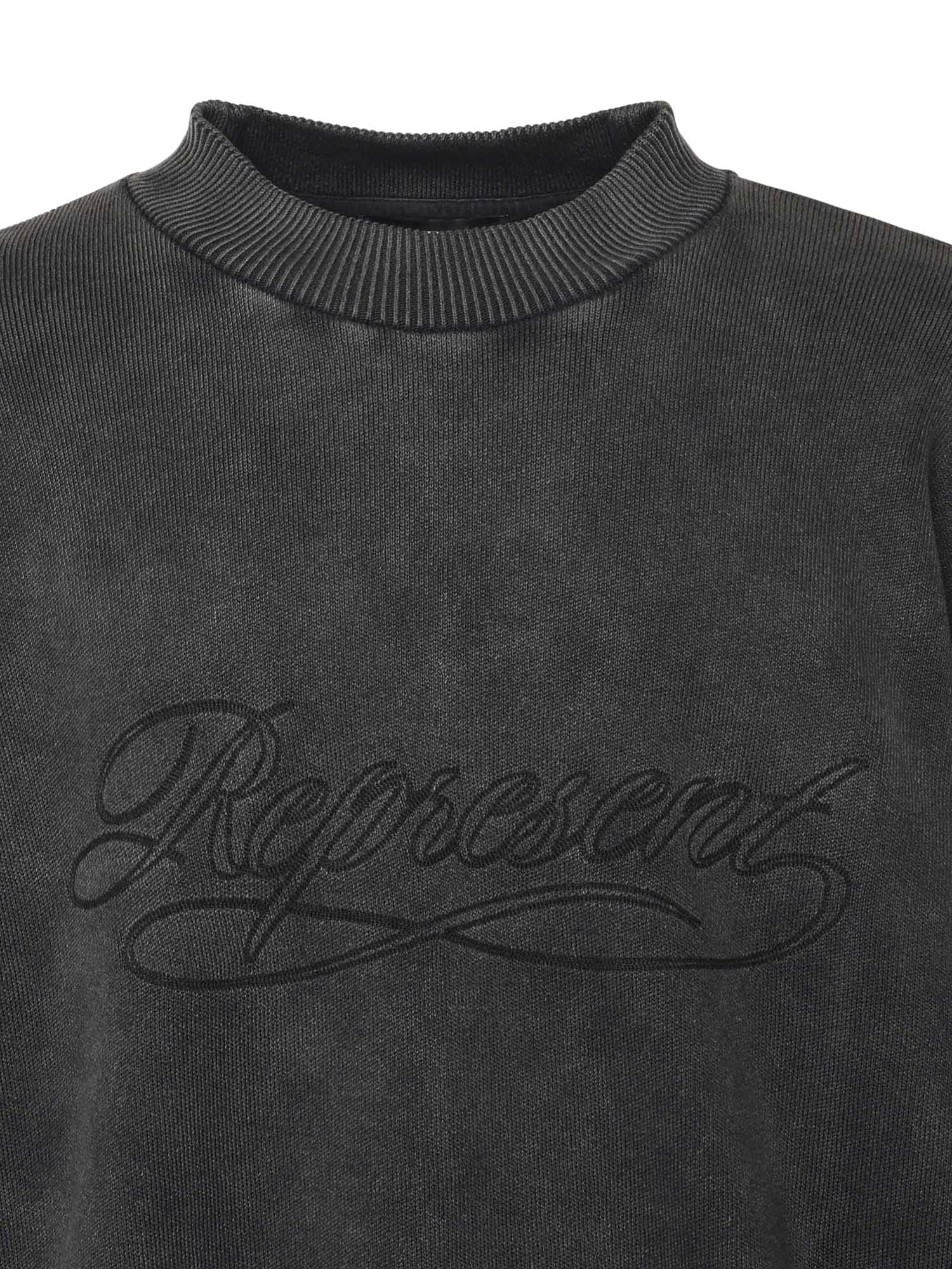 Represent Logo-embroidered Crew-neck Sweatshirt In Gray