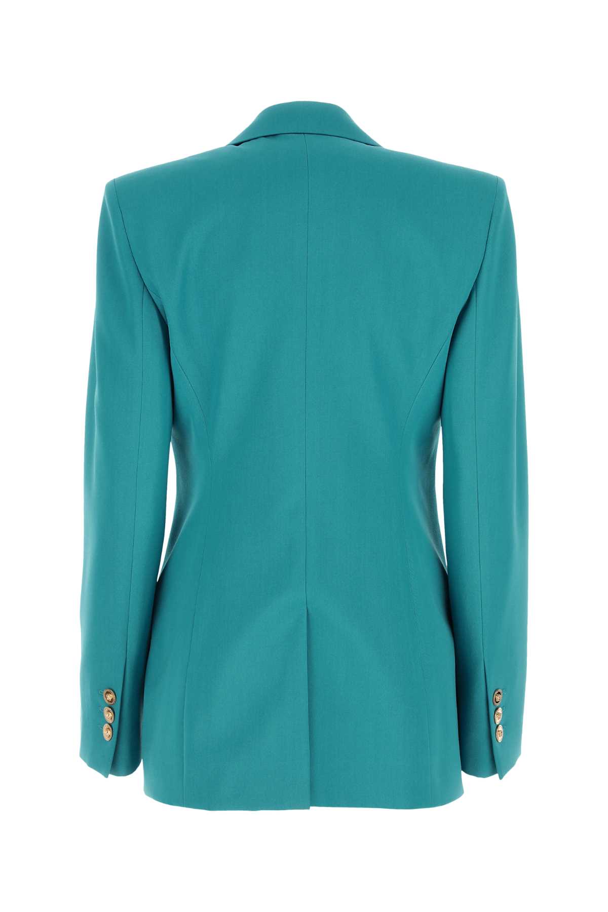 Shop Versace Teal Green Wool Blazer In 1v830