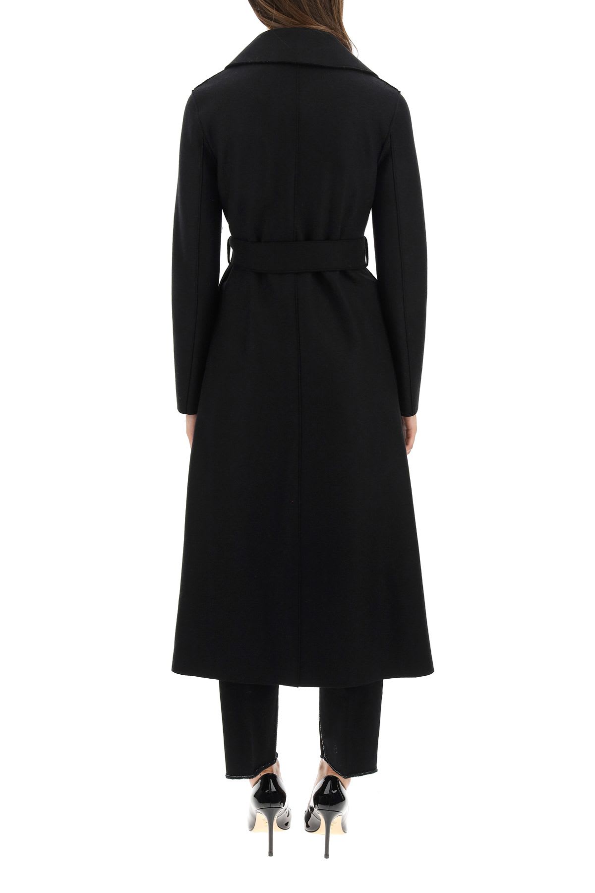 Shop Harris Wharf London Long Pressed Wool Coat In Black