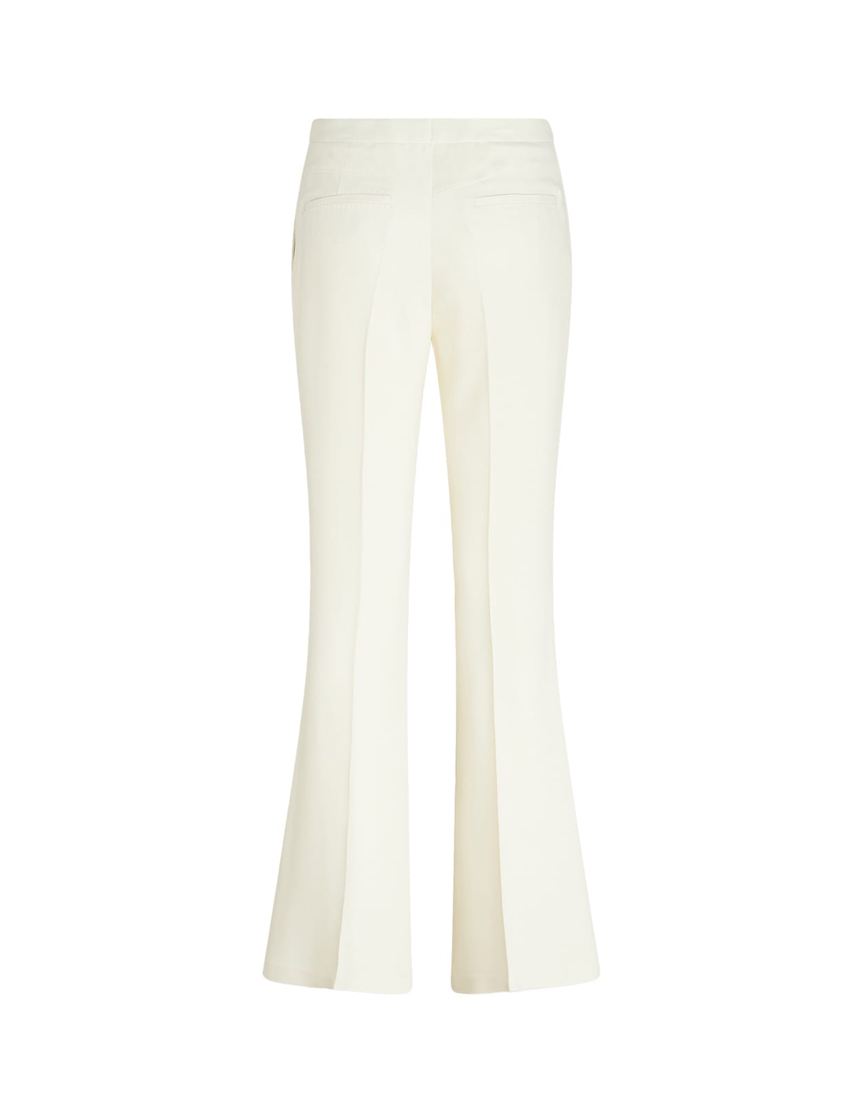Shop Etro Flare Trousers In White Cady Stretch In Yellow Cream
