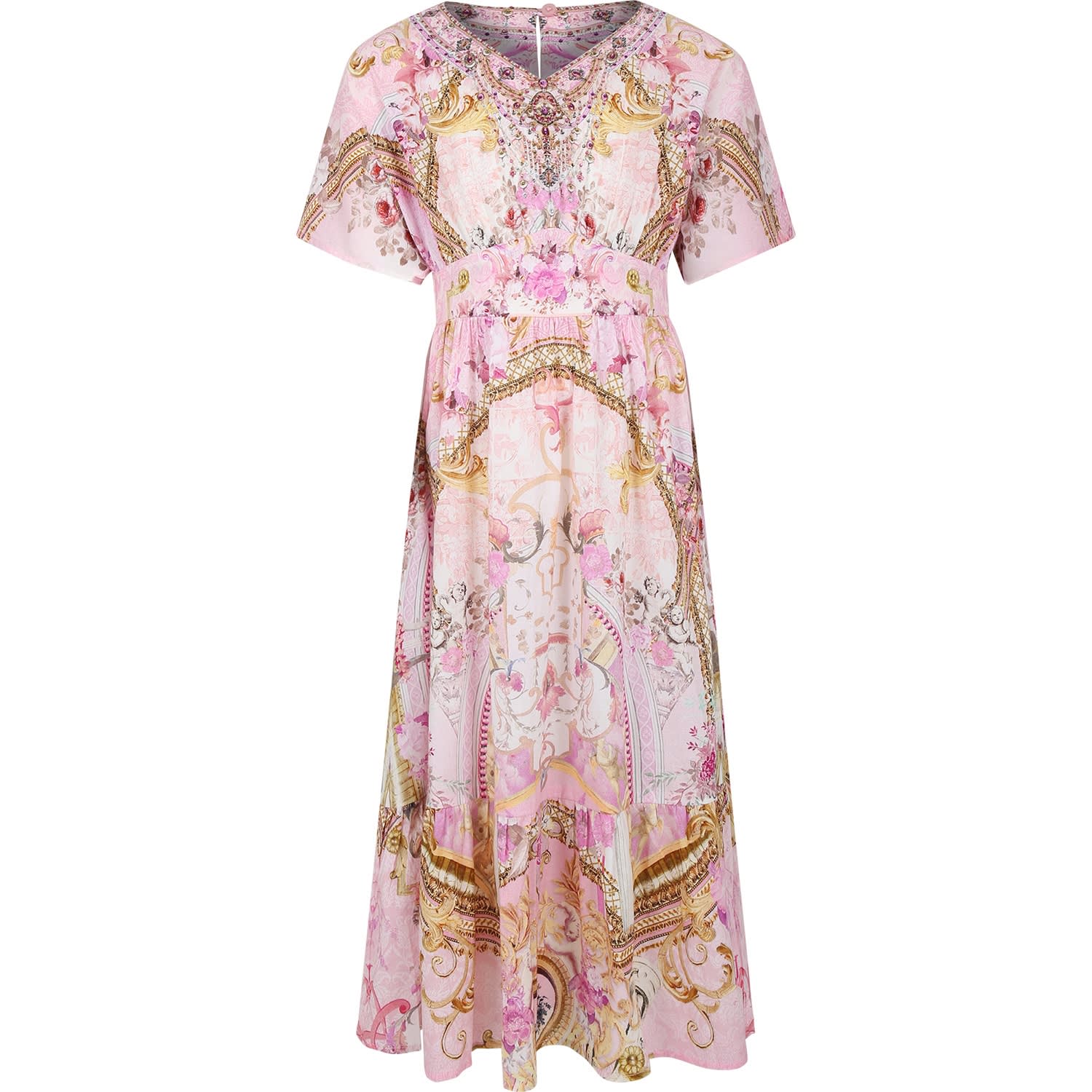 Camilla Kids' Pink Dress For Girl With Floral Print