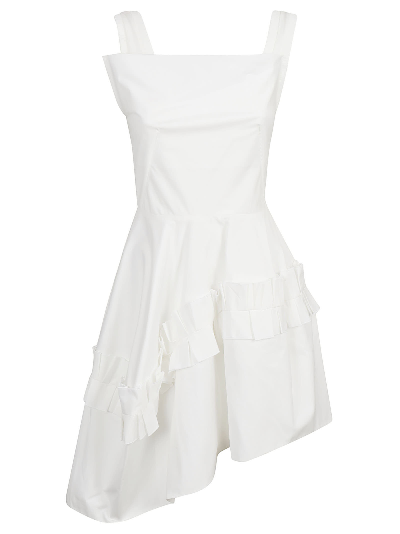 Alexander Mcqueen Ruffle Asymmetric Skirt In Optic White