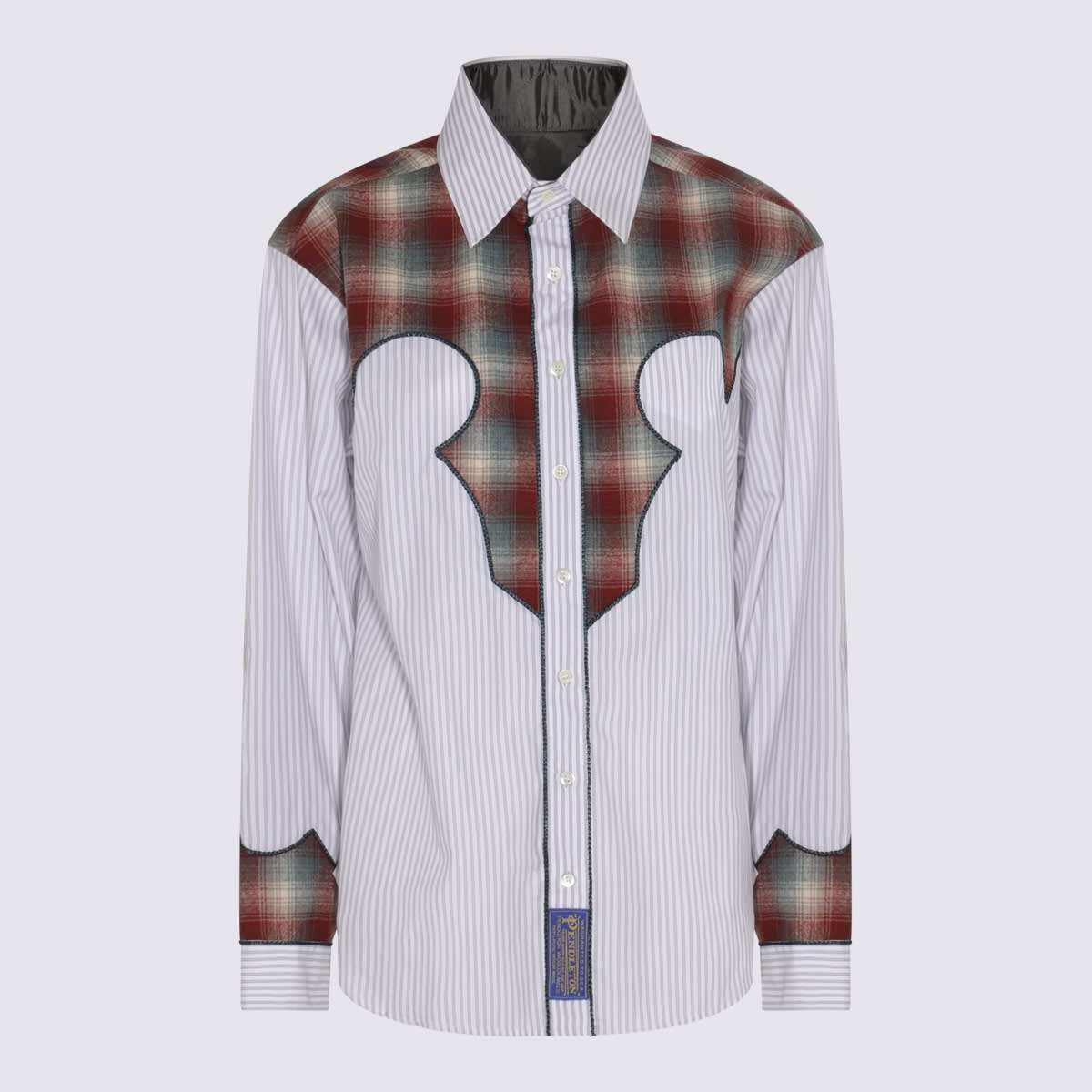 Maison Margiela Grey And Brown Cotton Shirt In Grey/brown