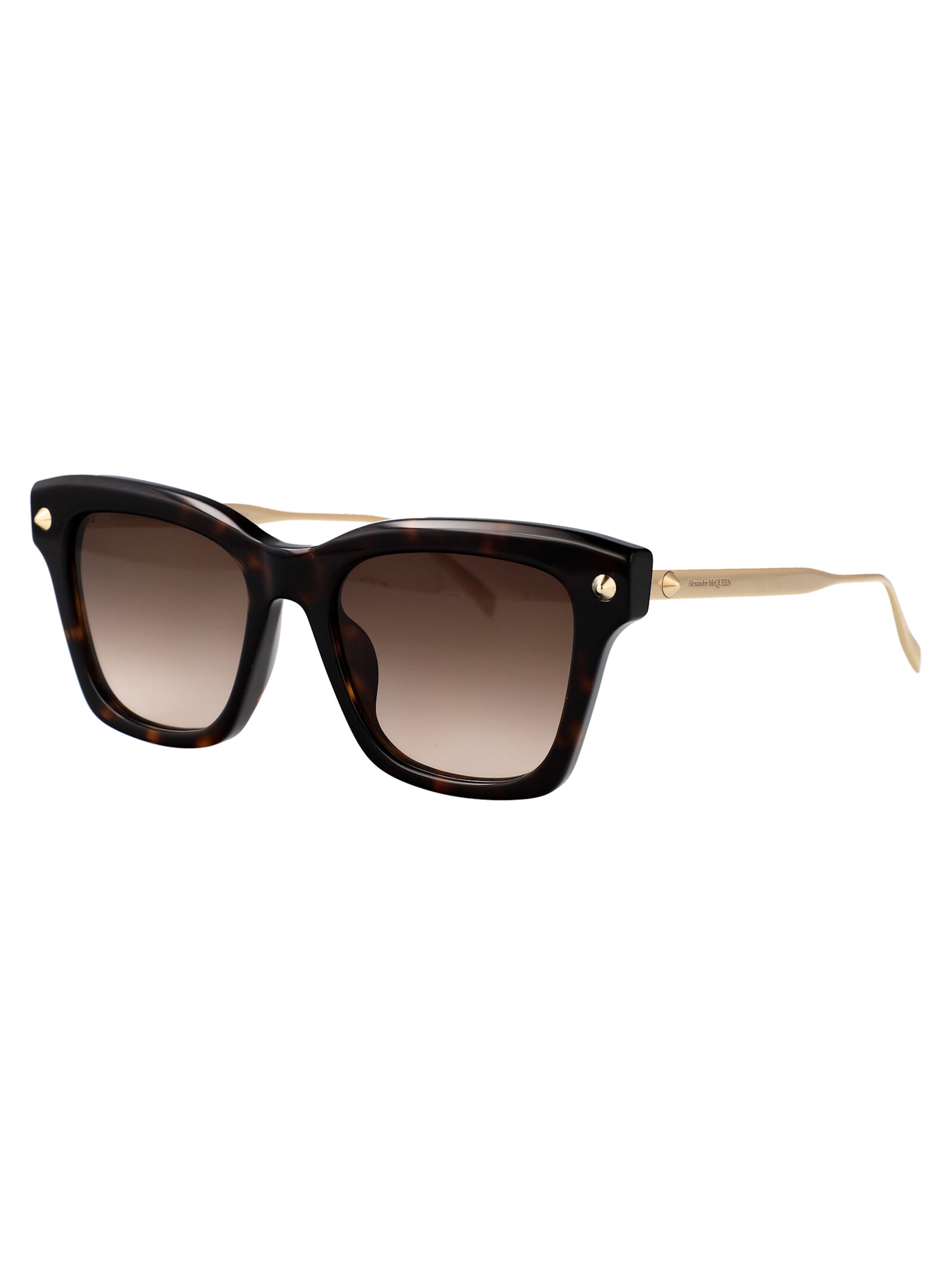 Alexander Mcqueen Alexander Mc Queen Cat Eye Sunglasses Am0483 S 002 In Havana-gold-brown