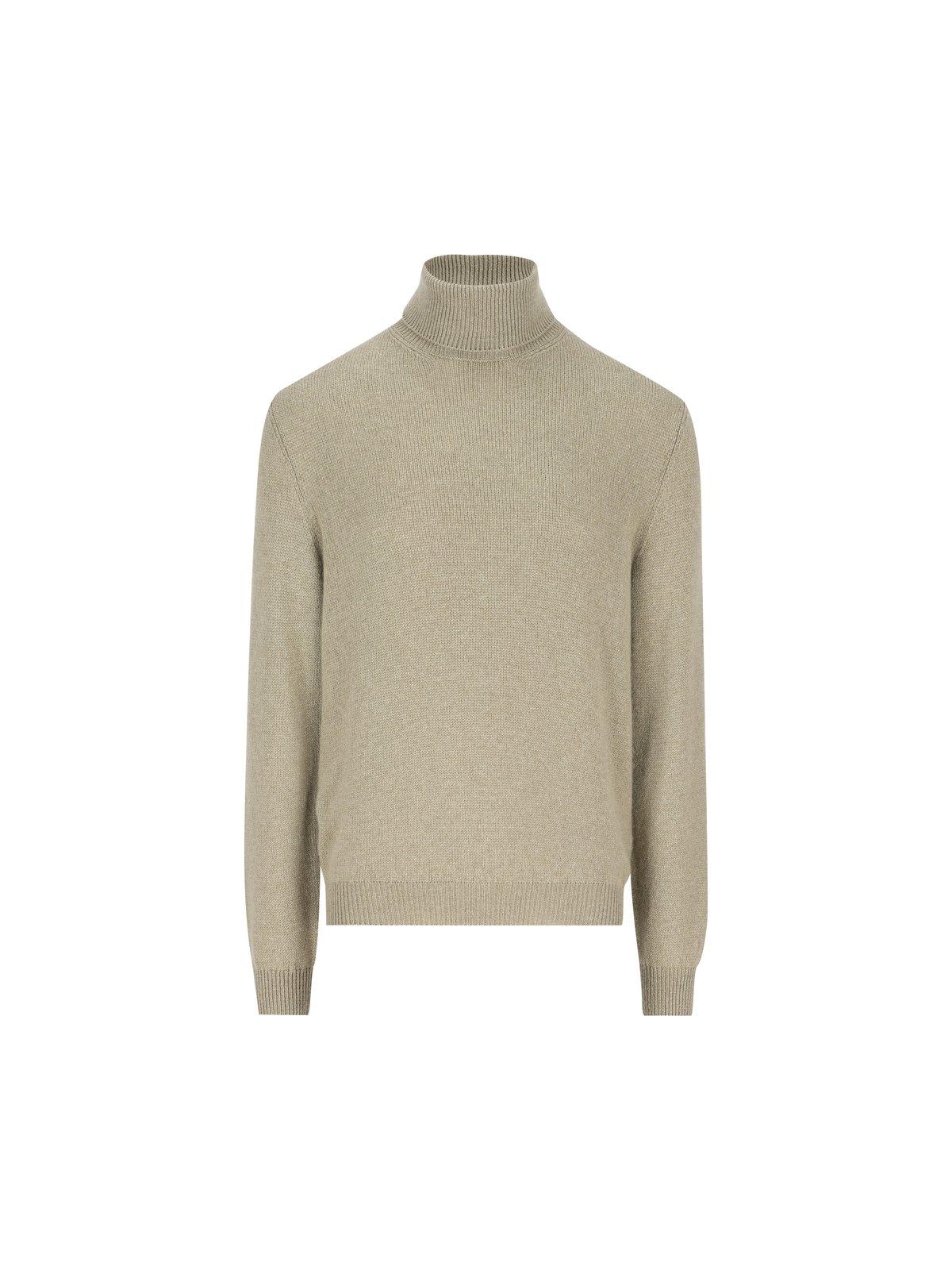 Shop Loro Piana Roll-neck Long-sleeved Jumper In Coriander Seeds Melange