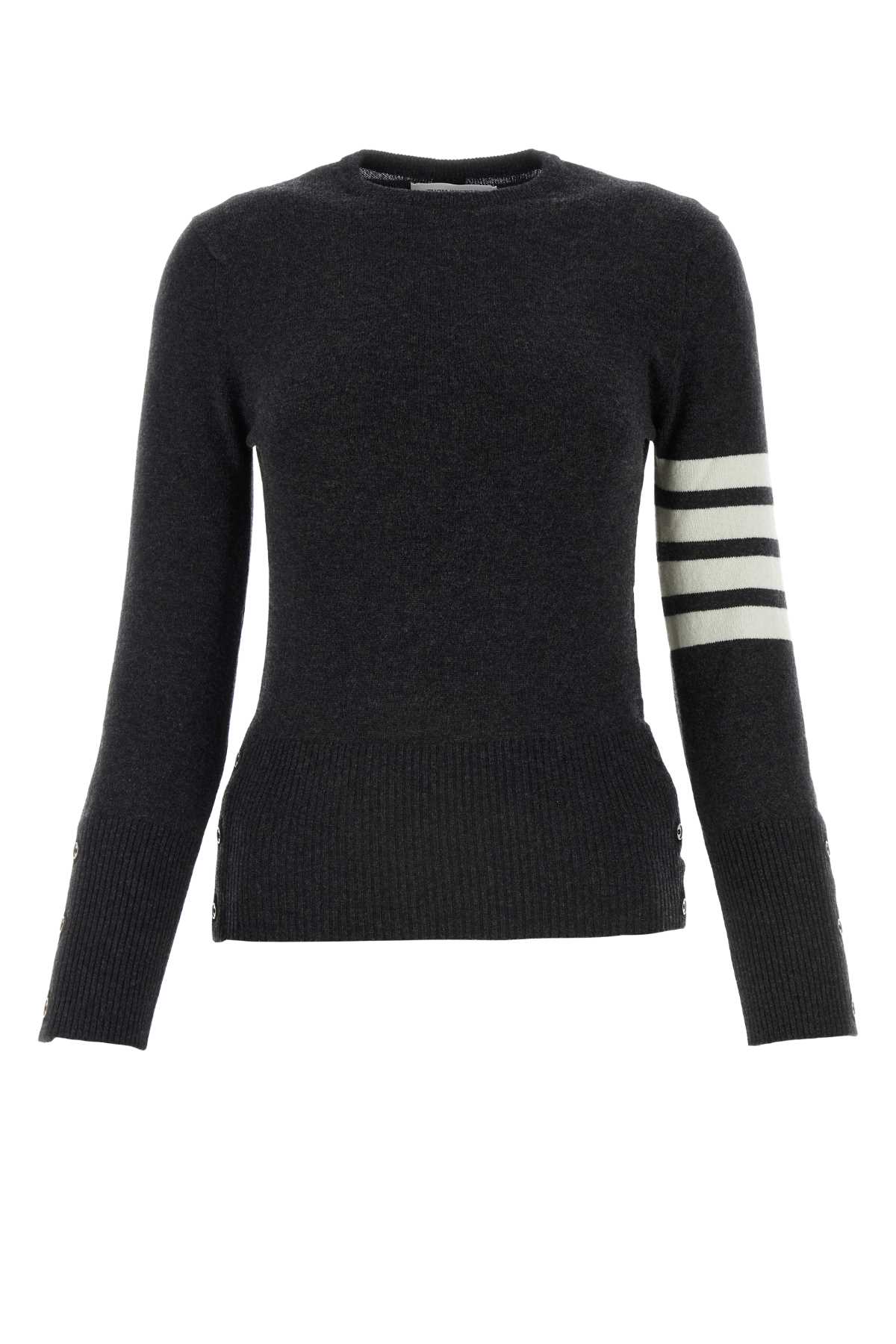 Shop Thom Browne Charcoal Wool Sweater In Darkgrey